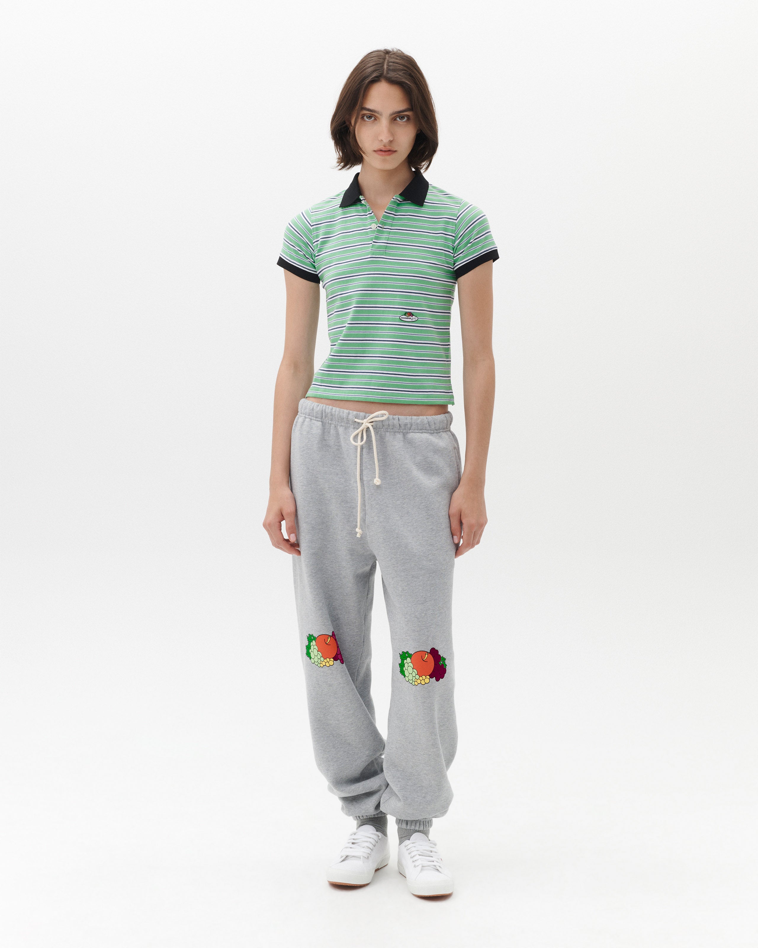 HOMMEGIRLS X Fruit of the Loom Baby Polo in Green Stripe