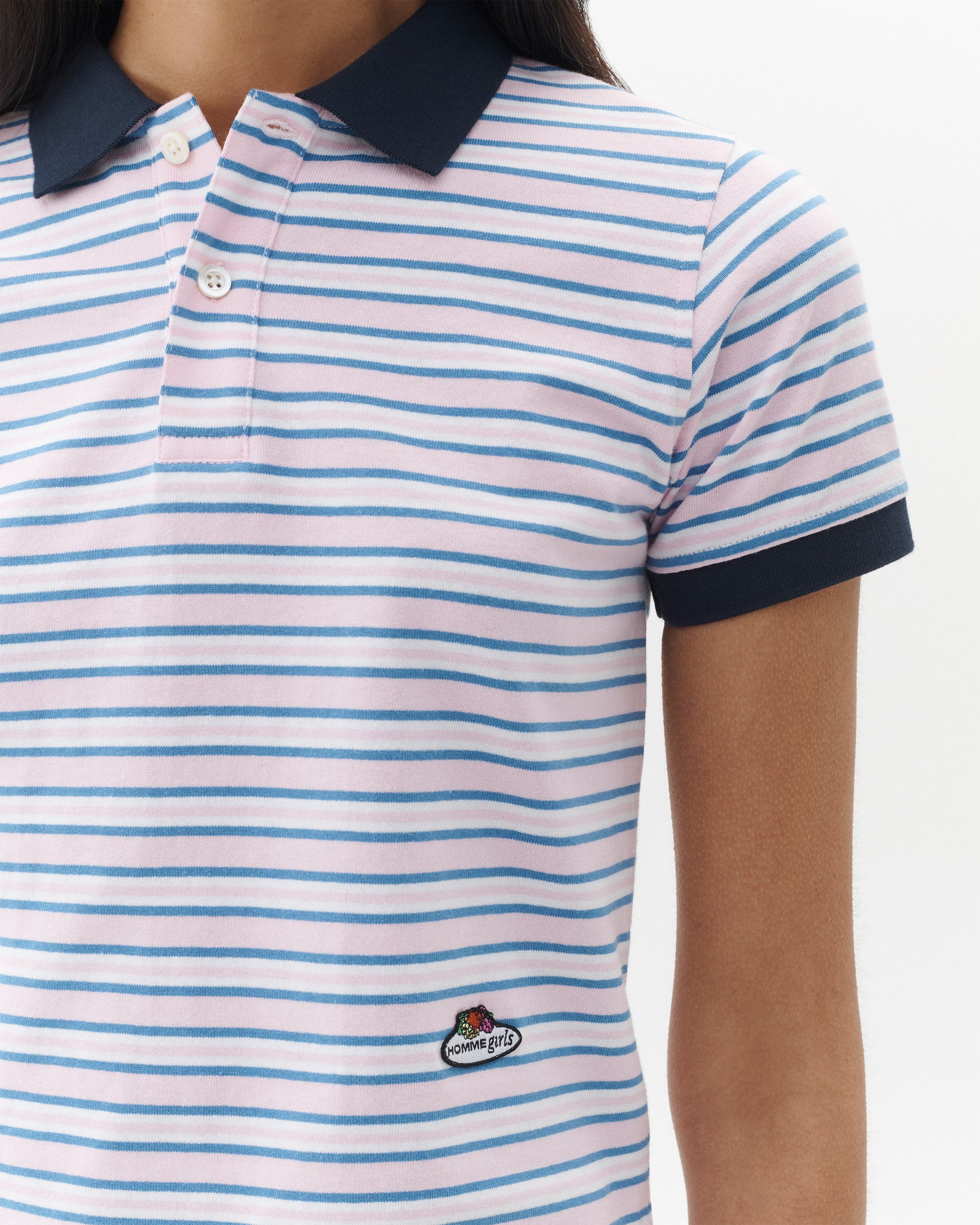 HOMMEGIRLS X Fruit of the Loom Baby Polo in Pink Stripe