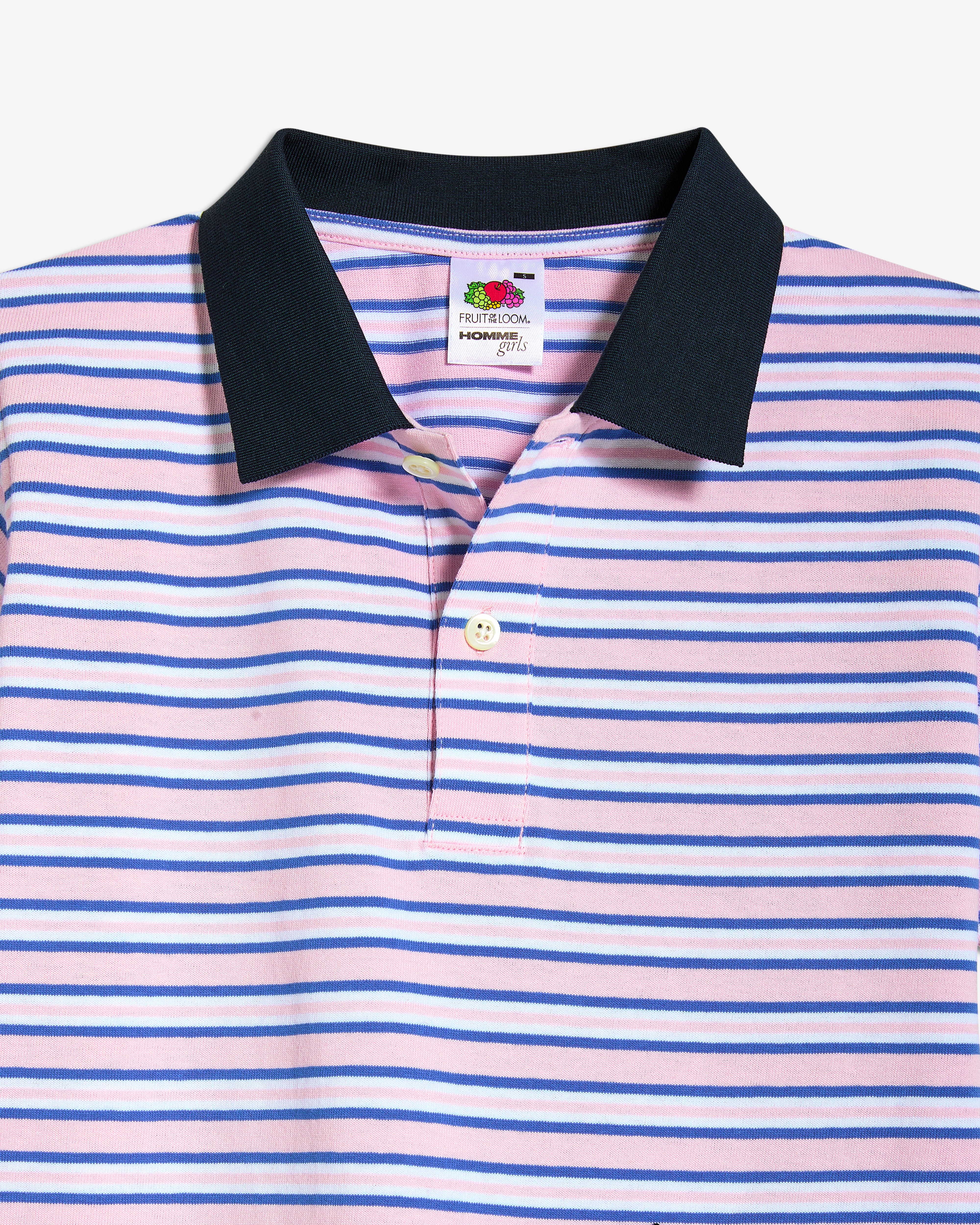 HOMMEGIRLS X Fruit of the Loom Baby Polo in Pink Stripe