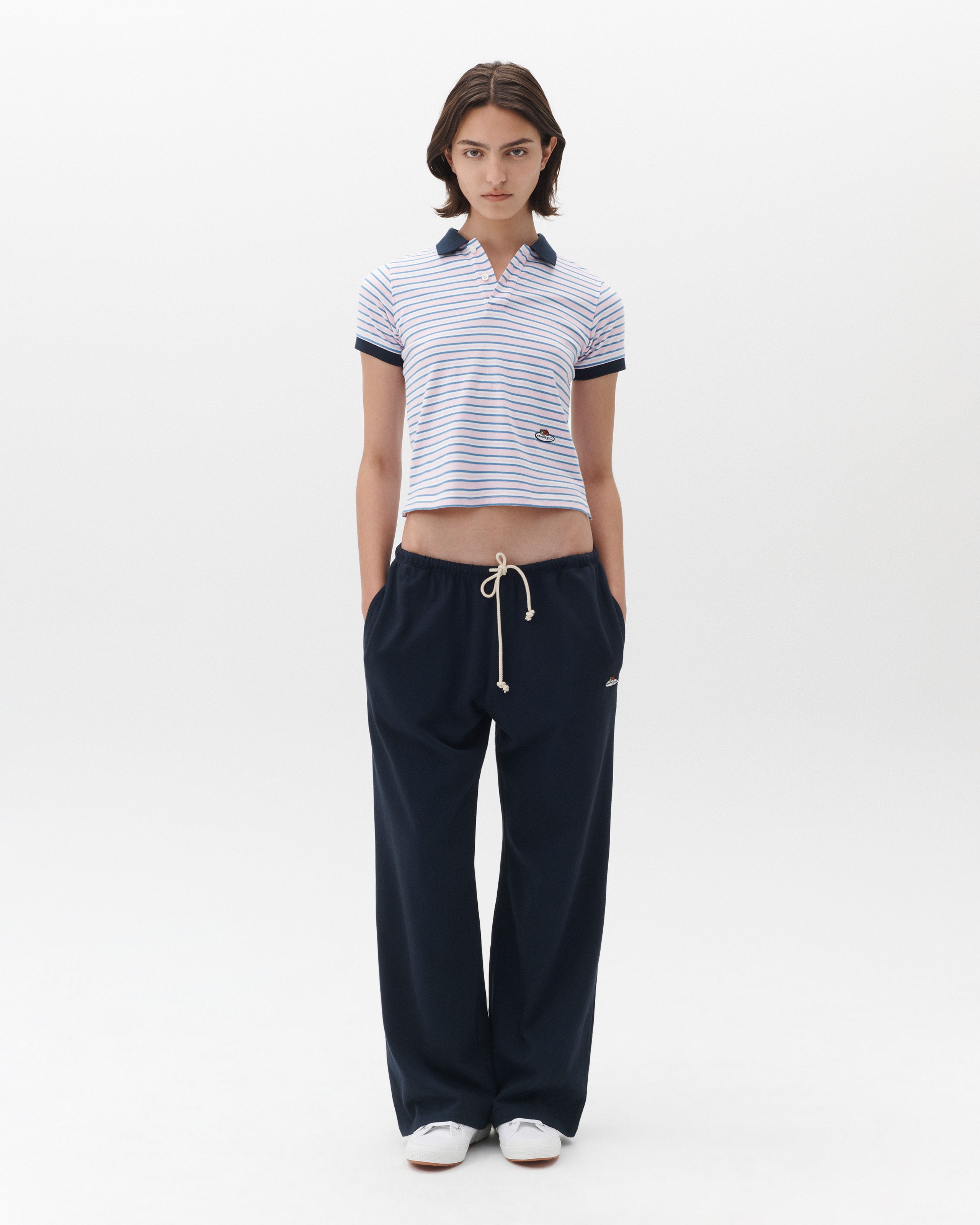 HOMMEGIRLS X Fruit of the Loom Baby Polo in Pink Stripe