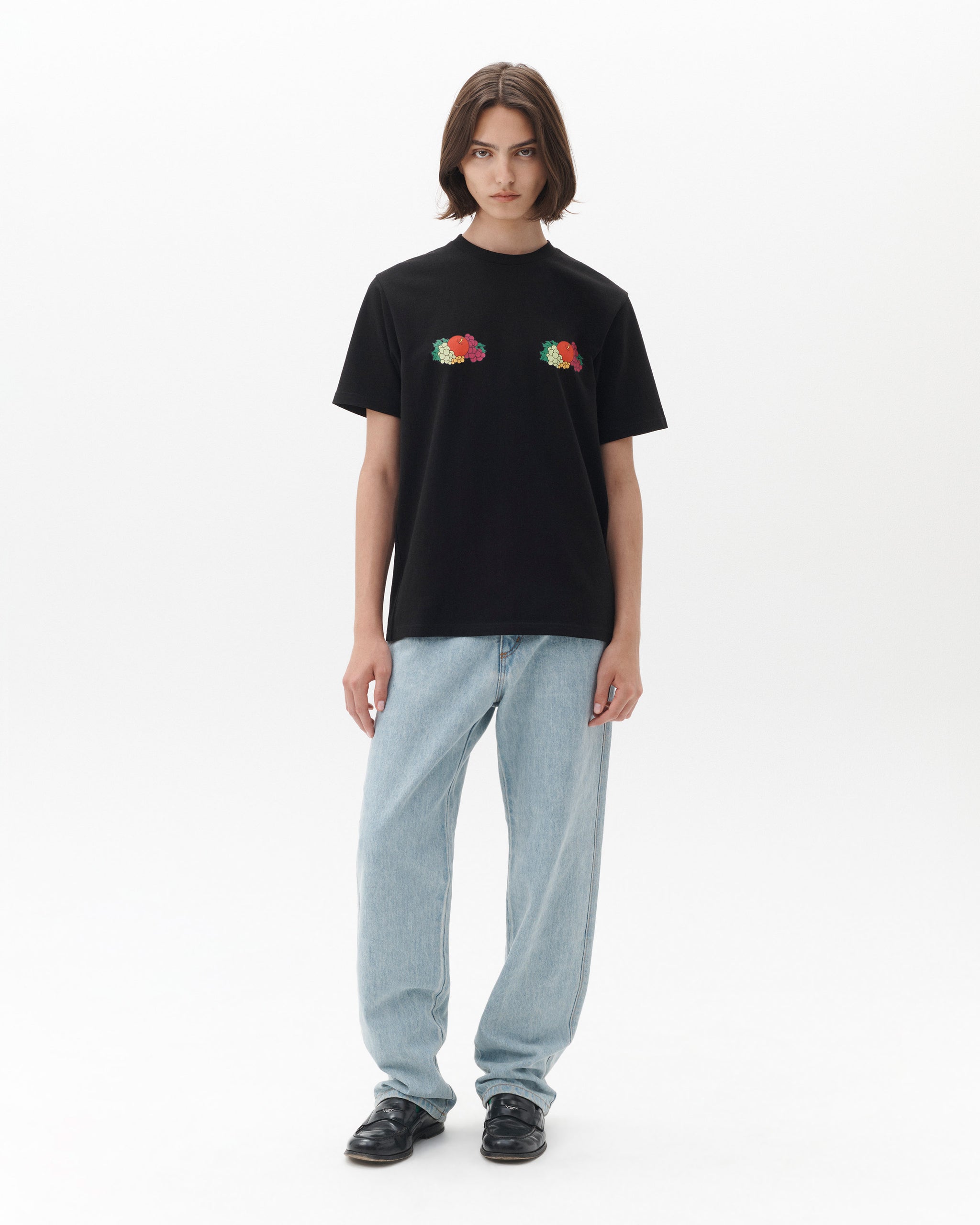 HOMMEGIRLS X Fruit of the Loom Double Logo Tee in Black