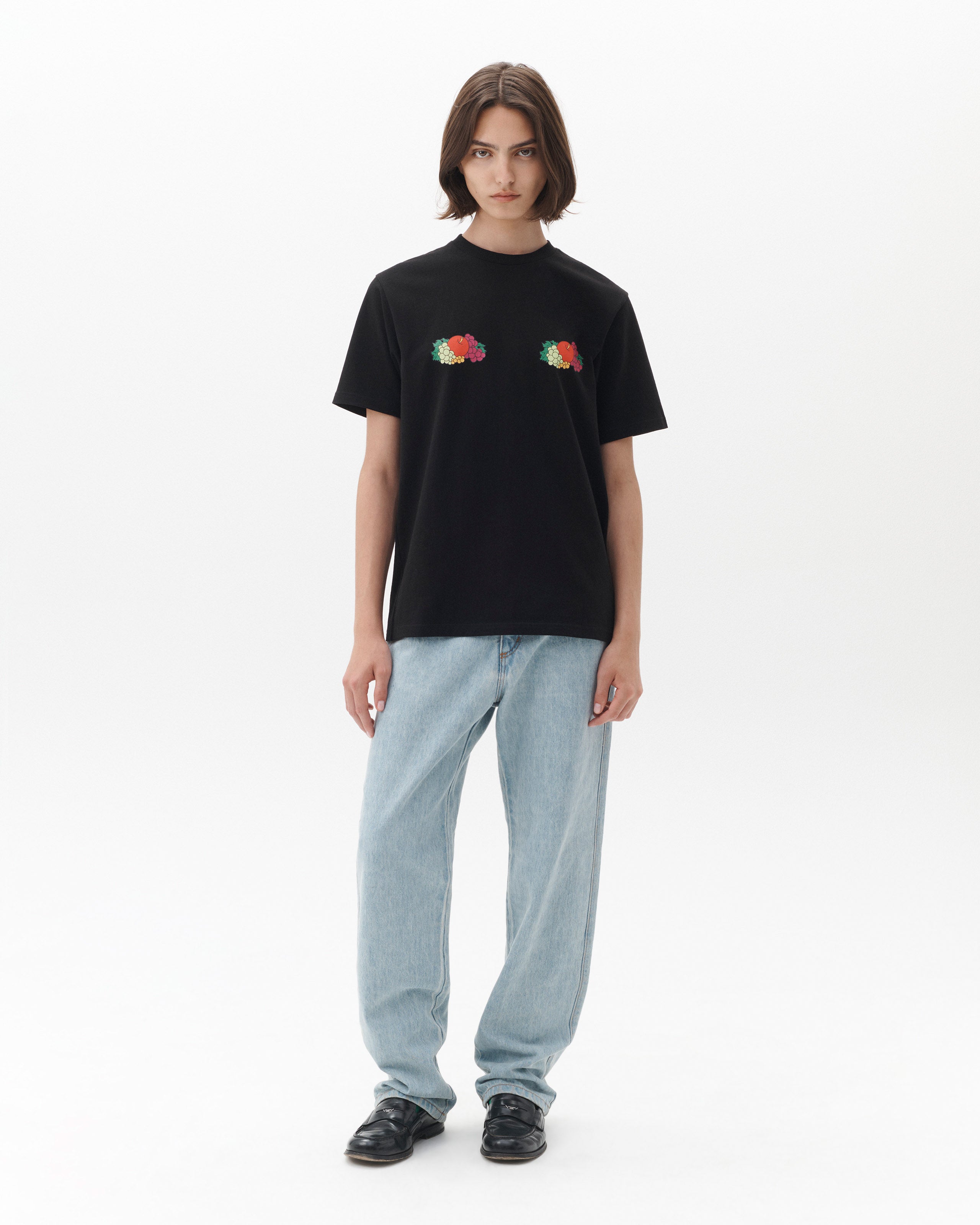 HOMMEGIRLS X Fruit of the Loom Double Logo Tee in Black