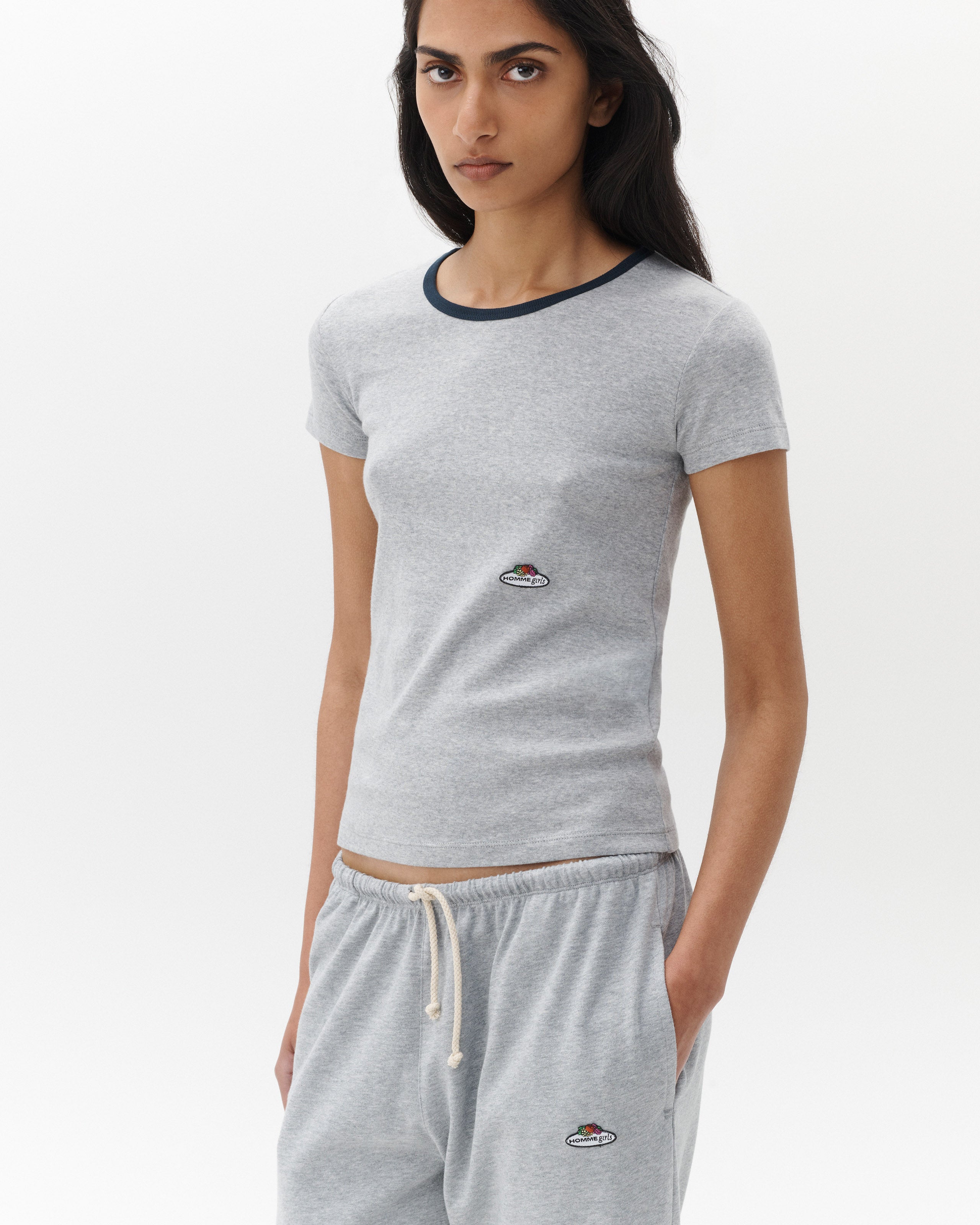 HOMMEGIRLS X Fruit of the Loom Ringer Tee in Heather Gray