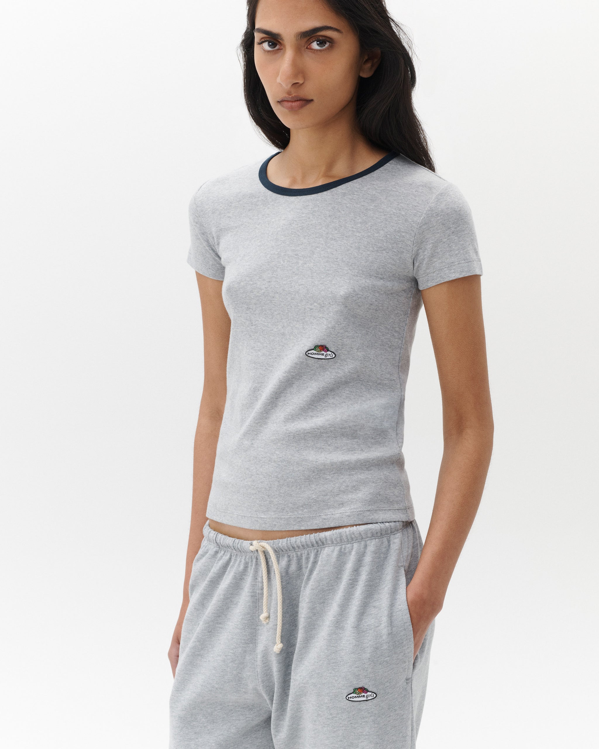 HOMMEGIRLS X Fruit of the Loom Ringer Tee in Heather Gray