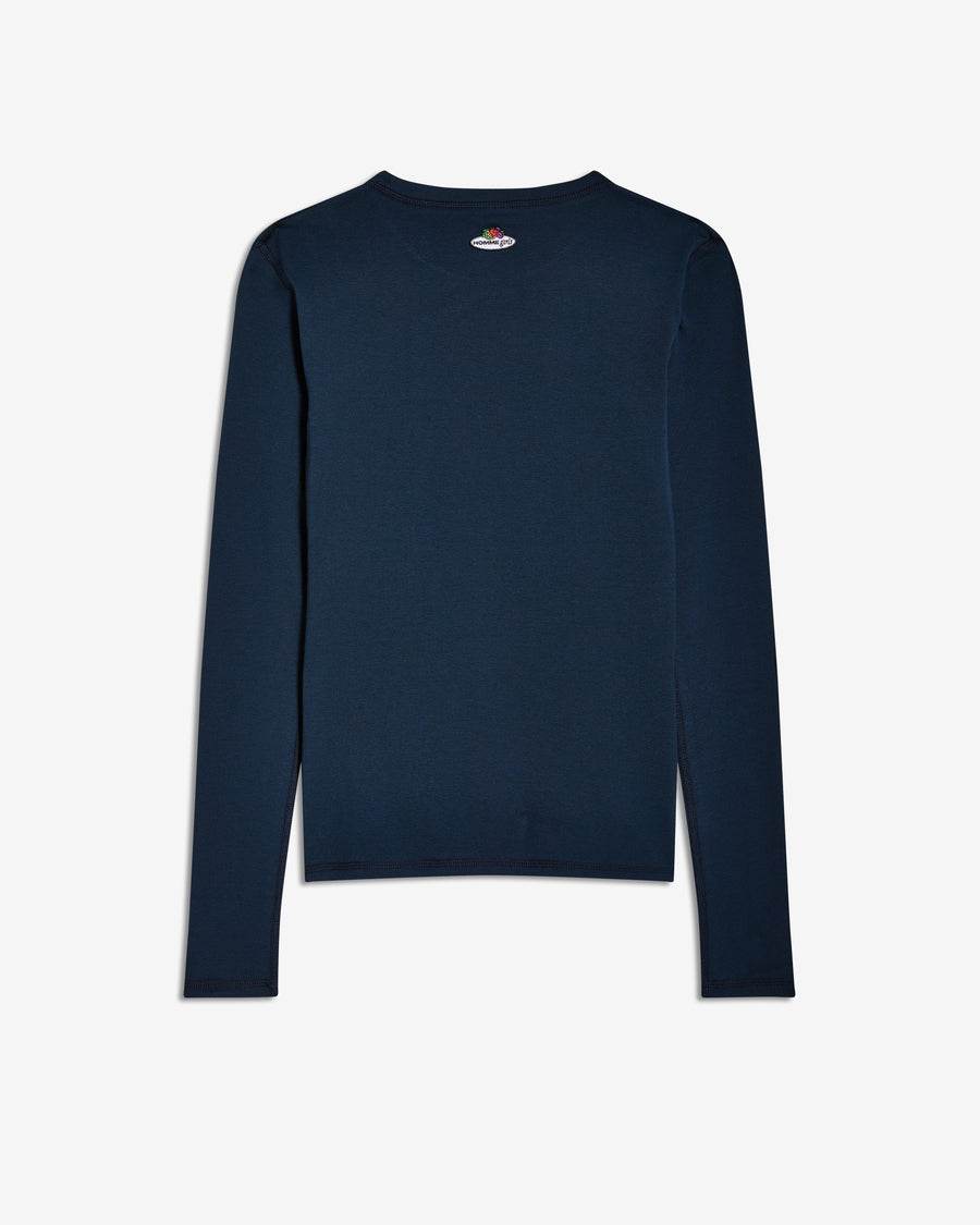 HOMMEGIRLS X Fruit of the Loom Long Sleeve Slim Tee in Dark Navy