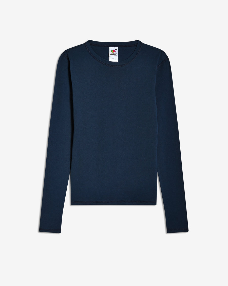 HOMMEGIRLS X Fruit of the Loom Long Sleeve Slim Tee in Dark Navy