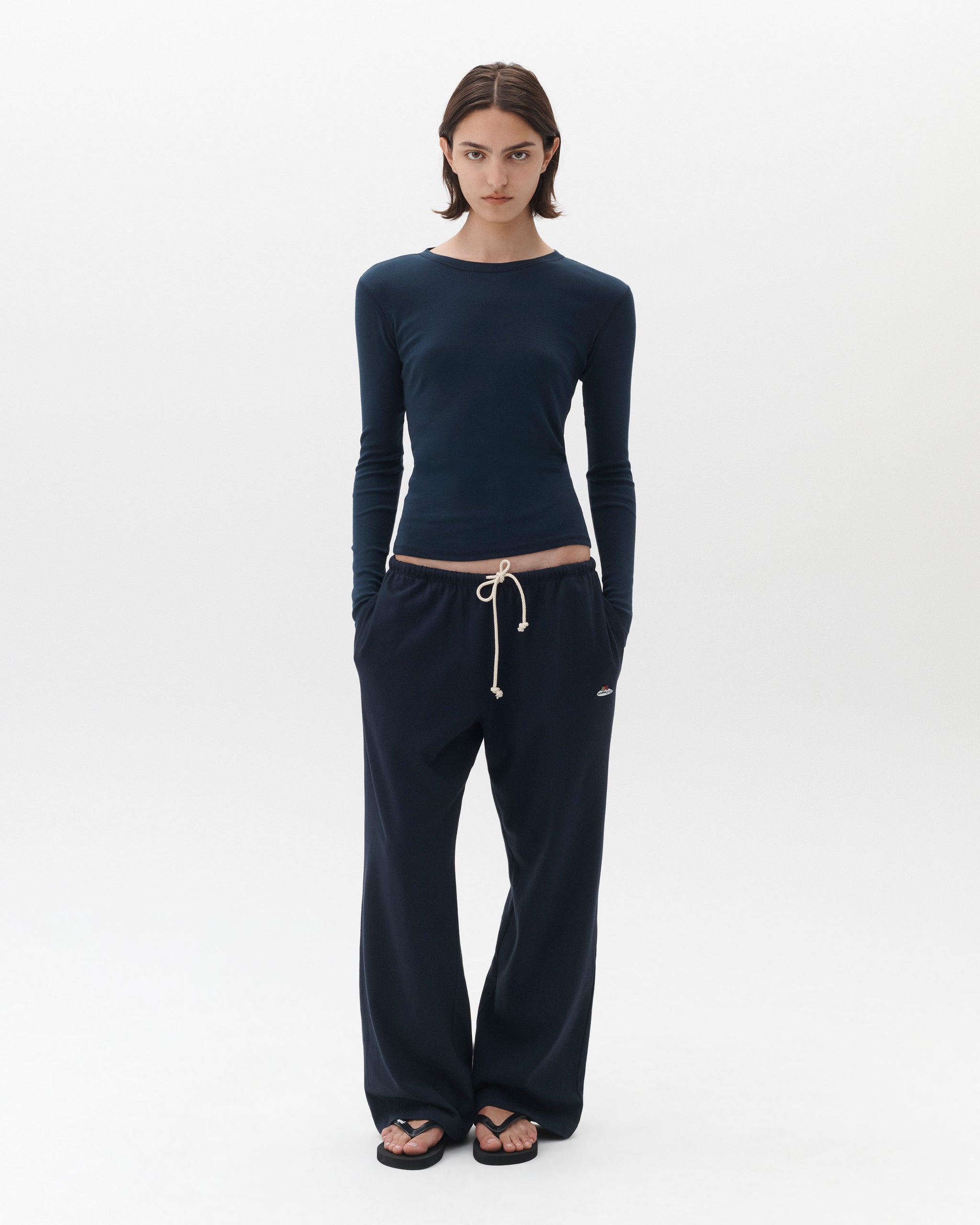 HOMMEGIRLS X Fruit of the Loom Long Sleeve Slim Tee in Dark Navy