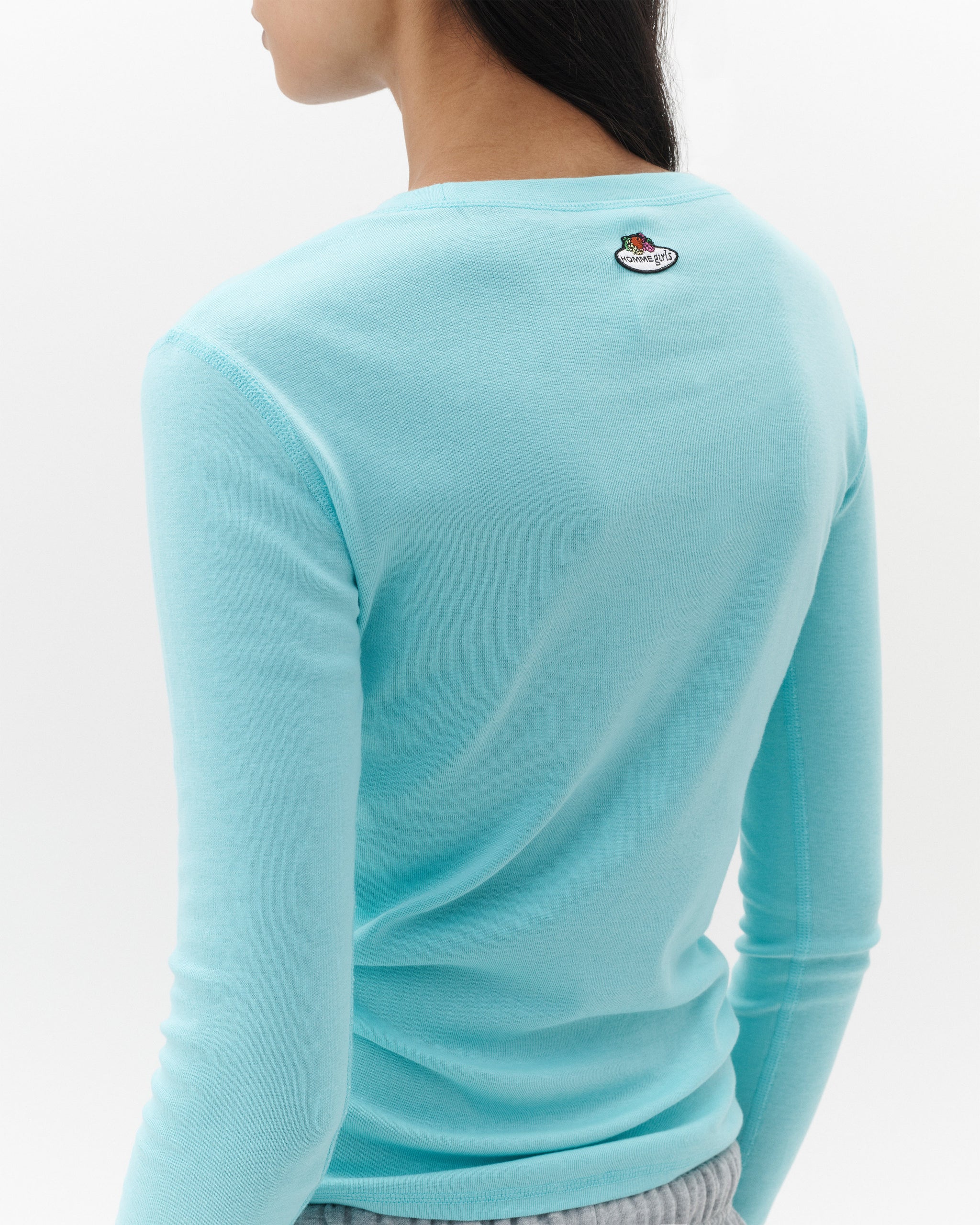 HOMMEGIRLS X Fruit of the Loom Long Sleeve Slim Tee in Turquoise