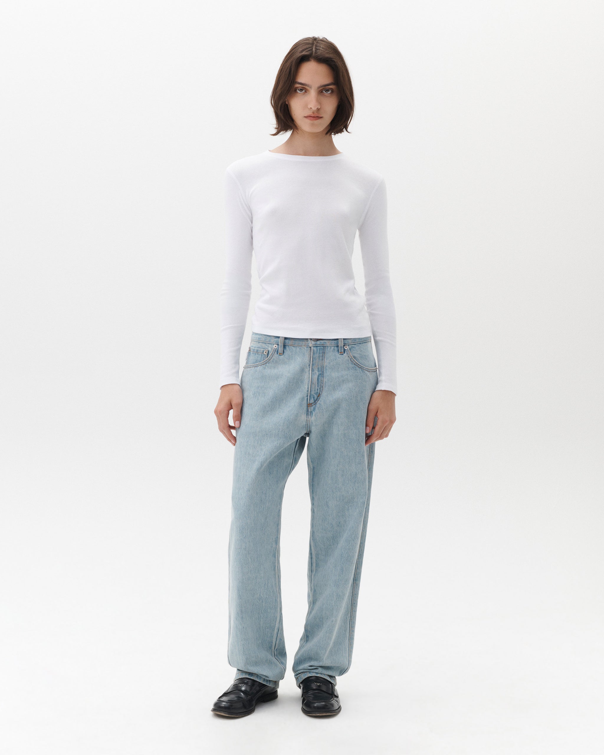 HOMMEGIRLS X Fruit of the Loom Long Sleeve Slim Tee in White