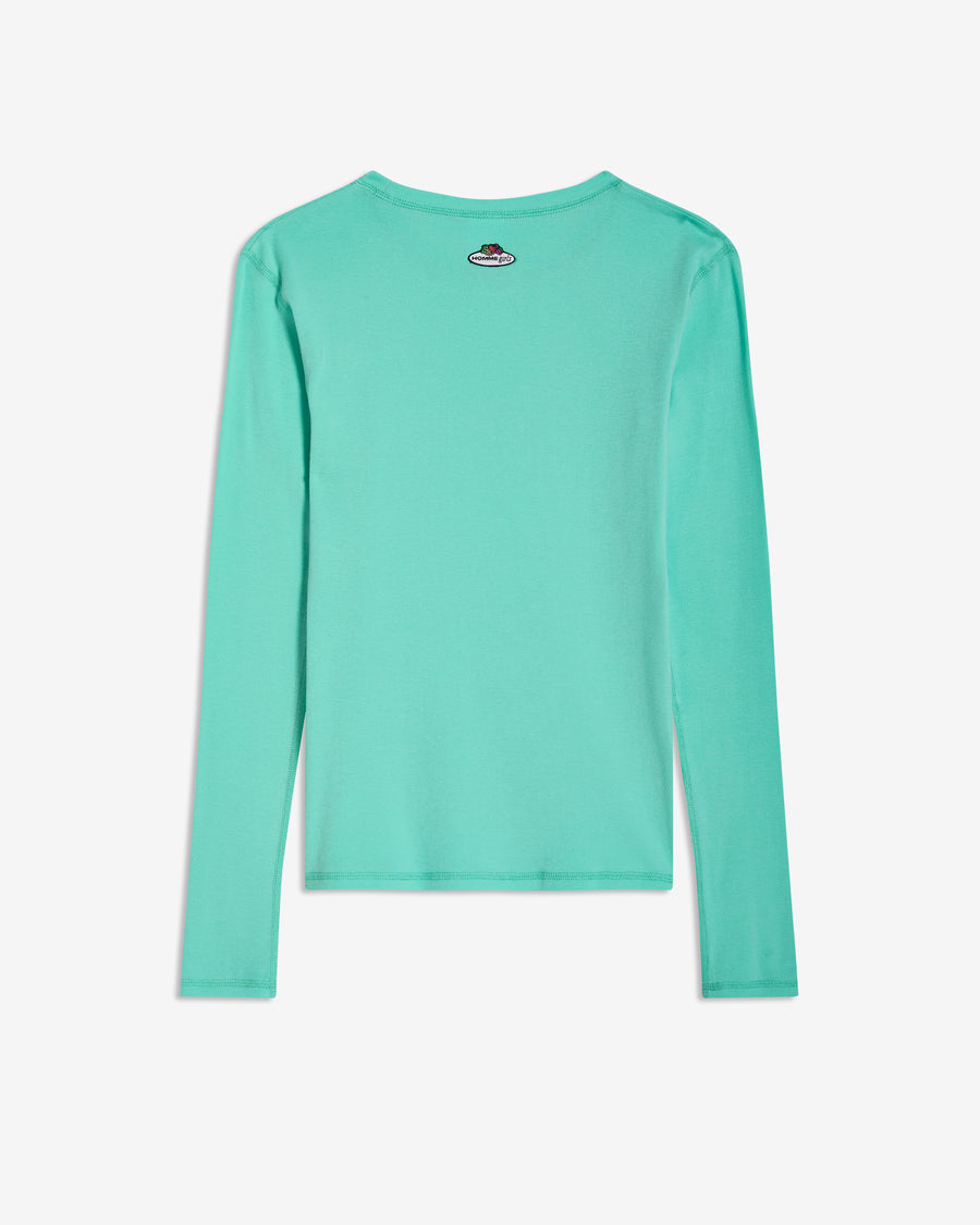 HOMMEGIRLS X Fruit of the Loom Long Sleeve Slim Tee in Turquoise