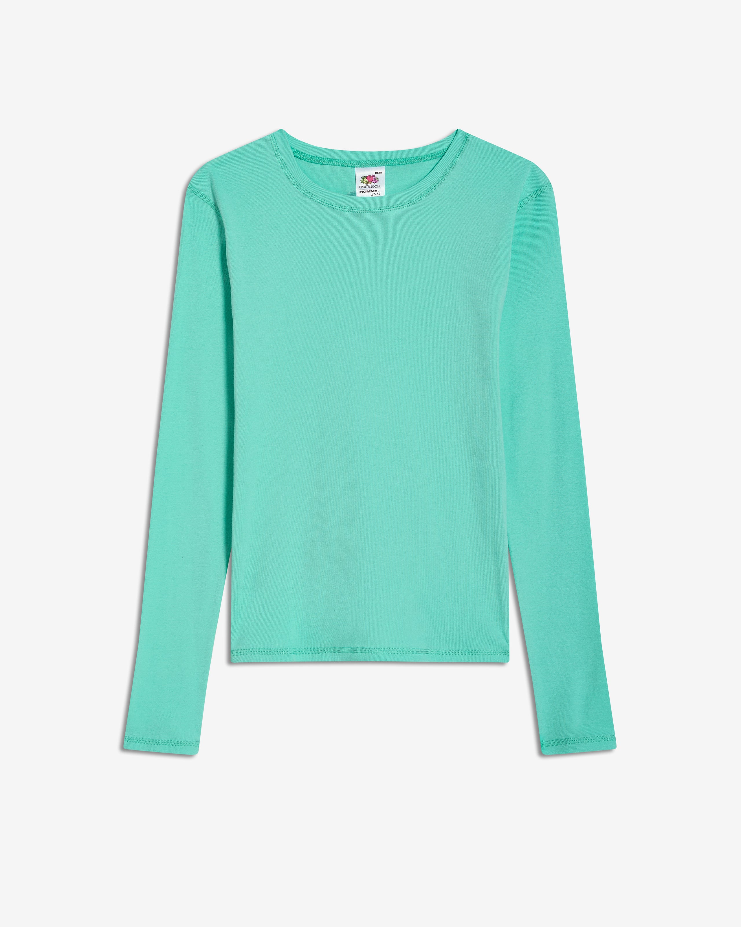 HOMMEGIRLS X Fruit of the Loom Long Sleeve Slim Tee in Turquoise