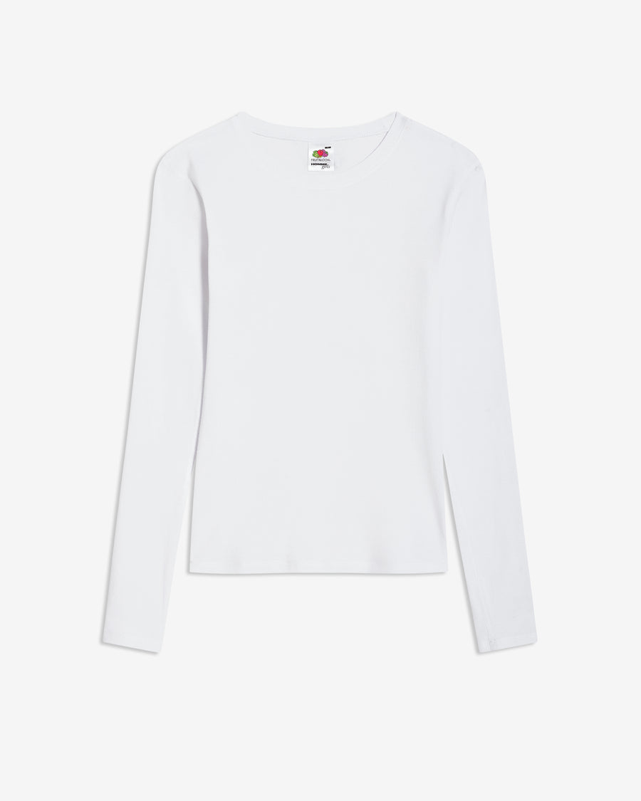 HOMMEGIRLS X Fruit of the Loom Long Sleeve Slim Tee in White