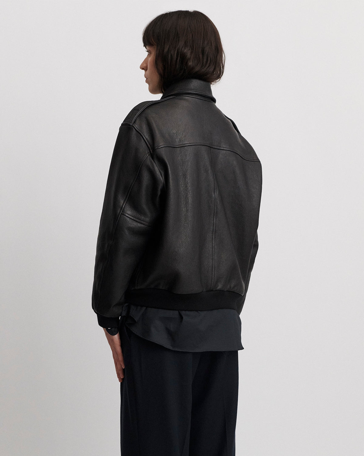 Leather Bomber in Brown