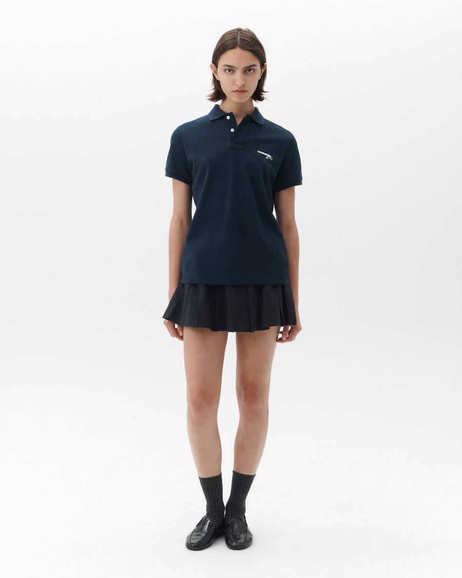 Short Sleeve Pique Polo in Navy
