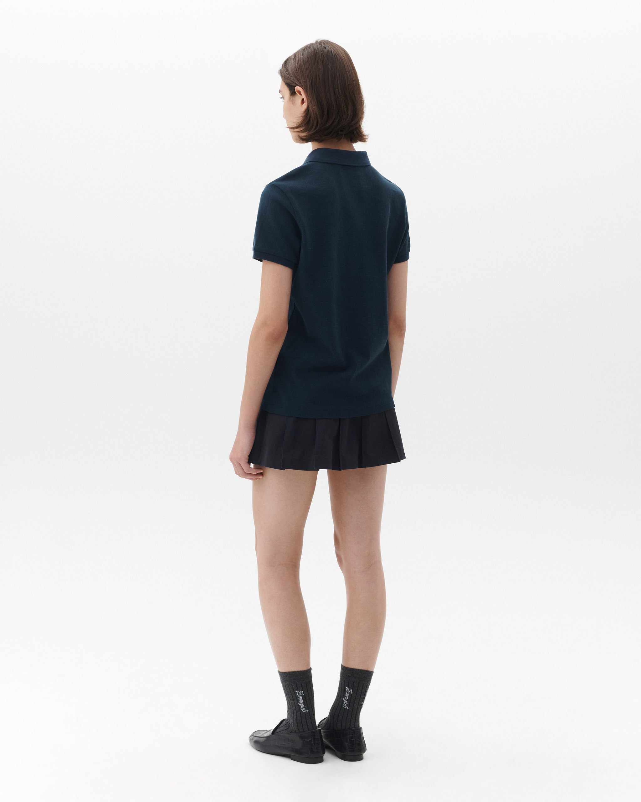 Short Sleeve Pique Polo in Navy