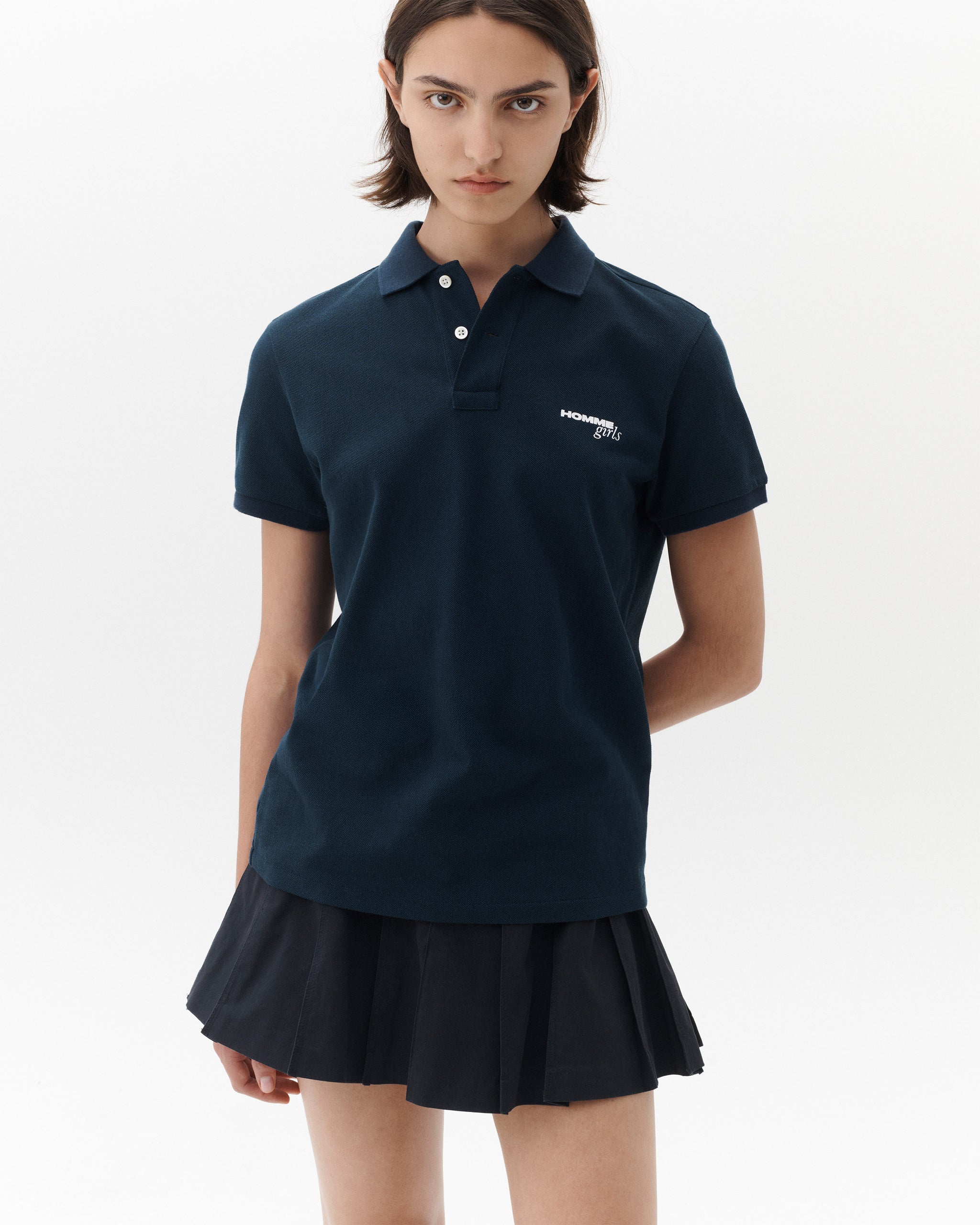 Short Sleeve Pique Polo in Navy