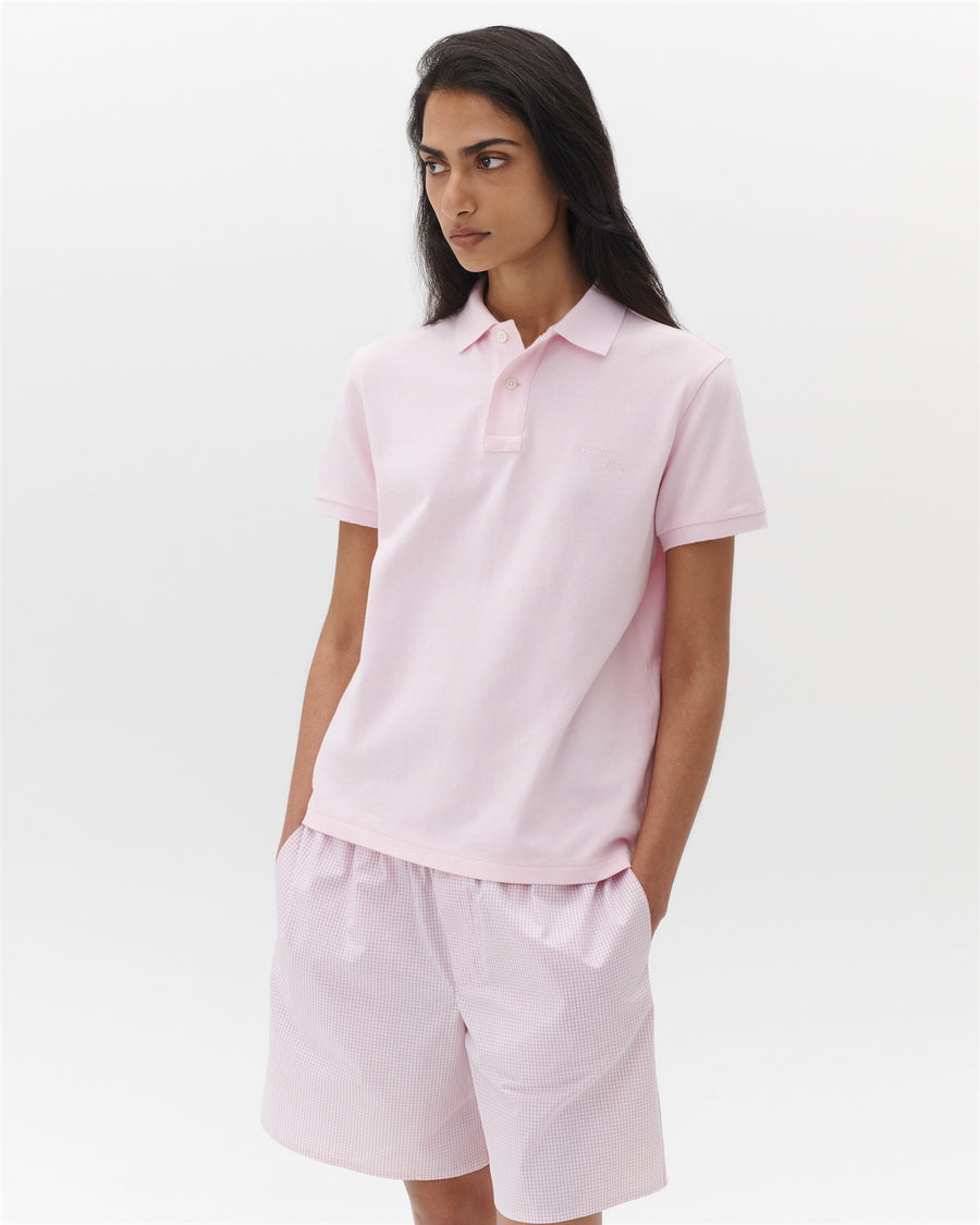 Short Sleeve Pique Polo in Pink