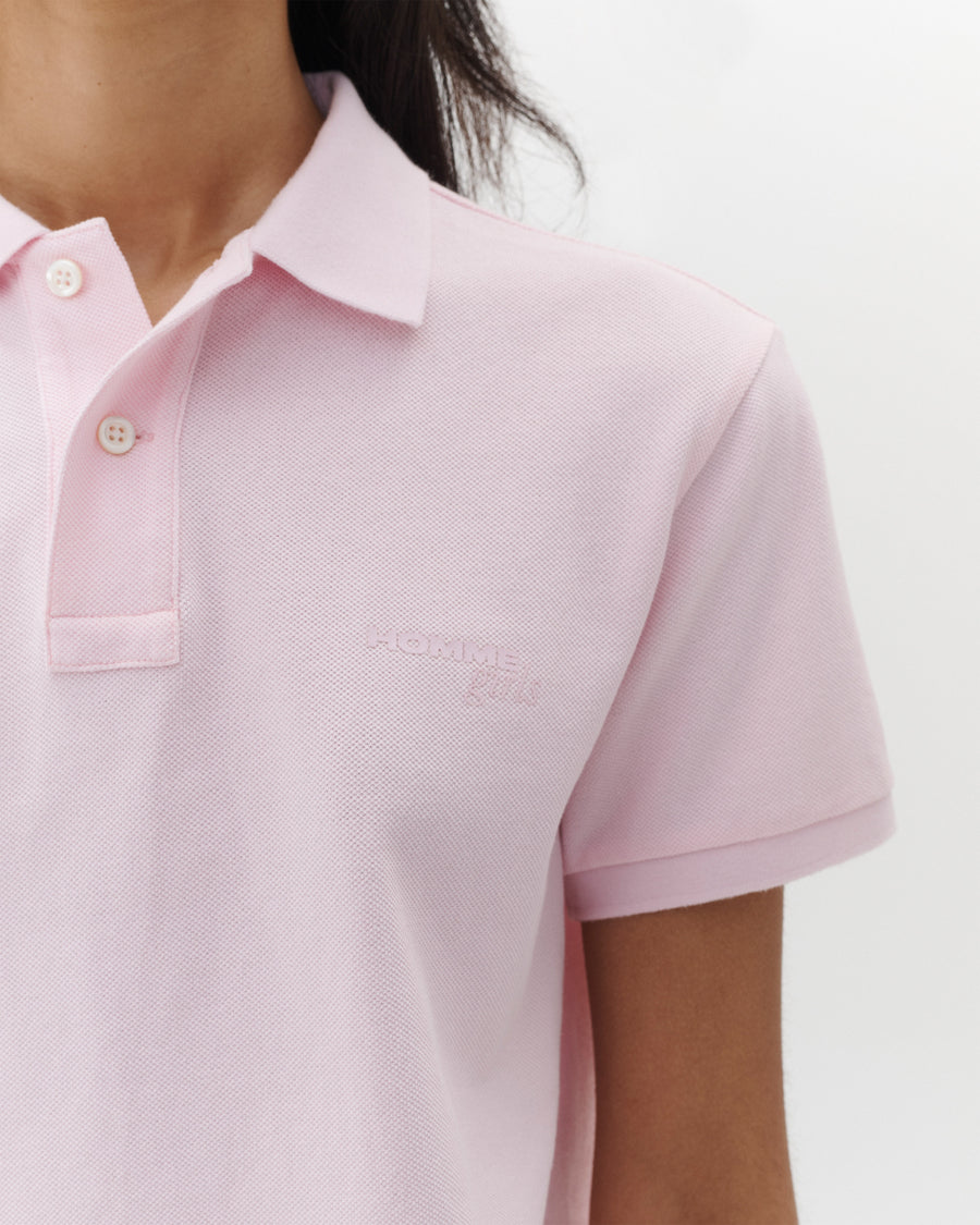 Short Sleeve Pique Polo in Pink