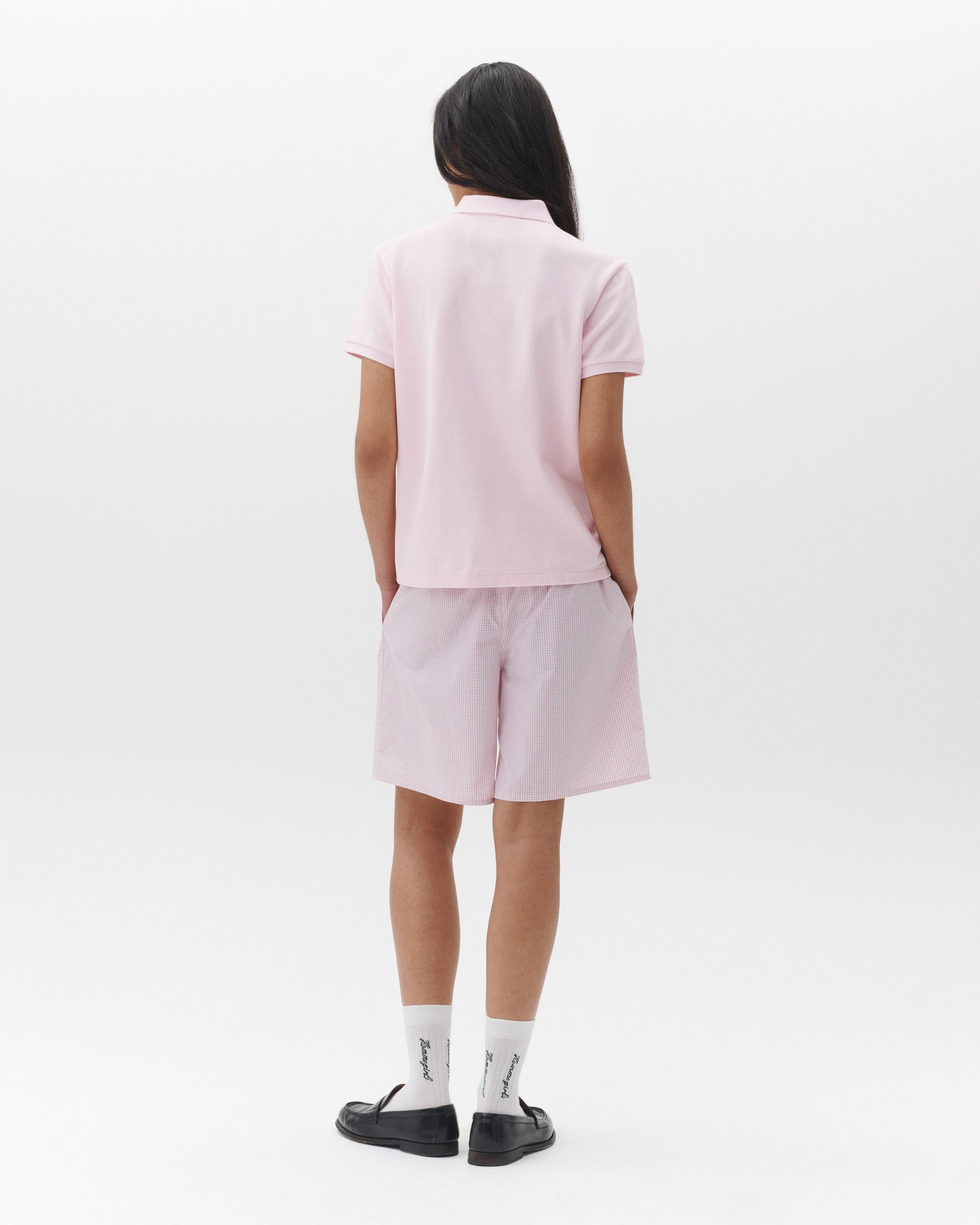 Short Sleeve Pique Polo in Pink