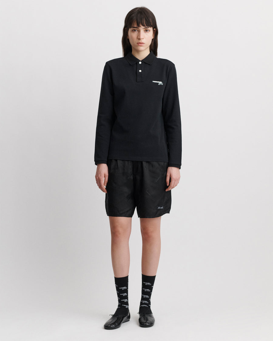 Long Boxer Short in Black Logo Jacquard