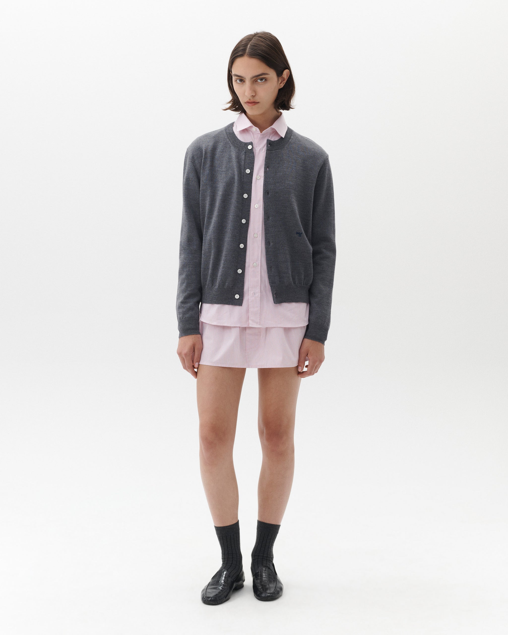 Crew Cardigan in Heather Grey