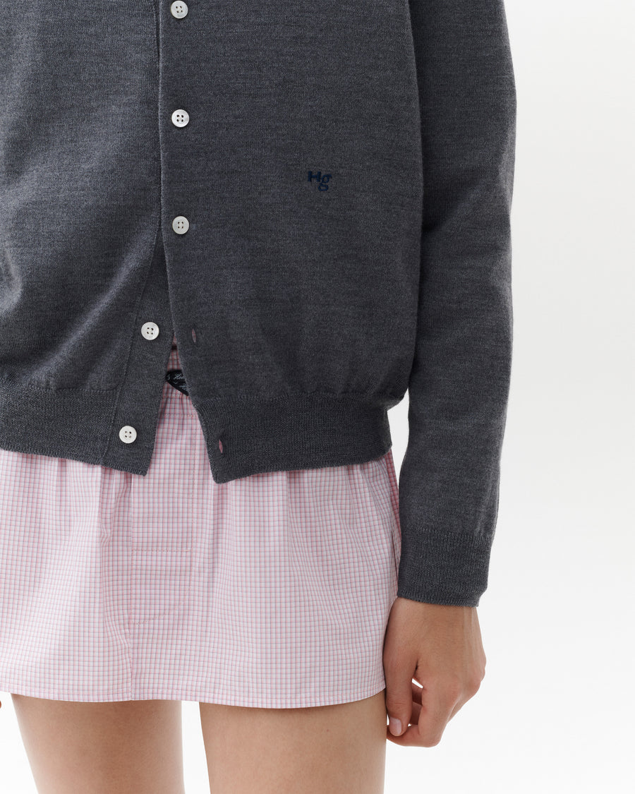 Crew Cardigan in Heather Grey