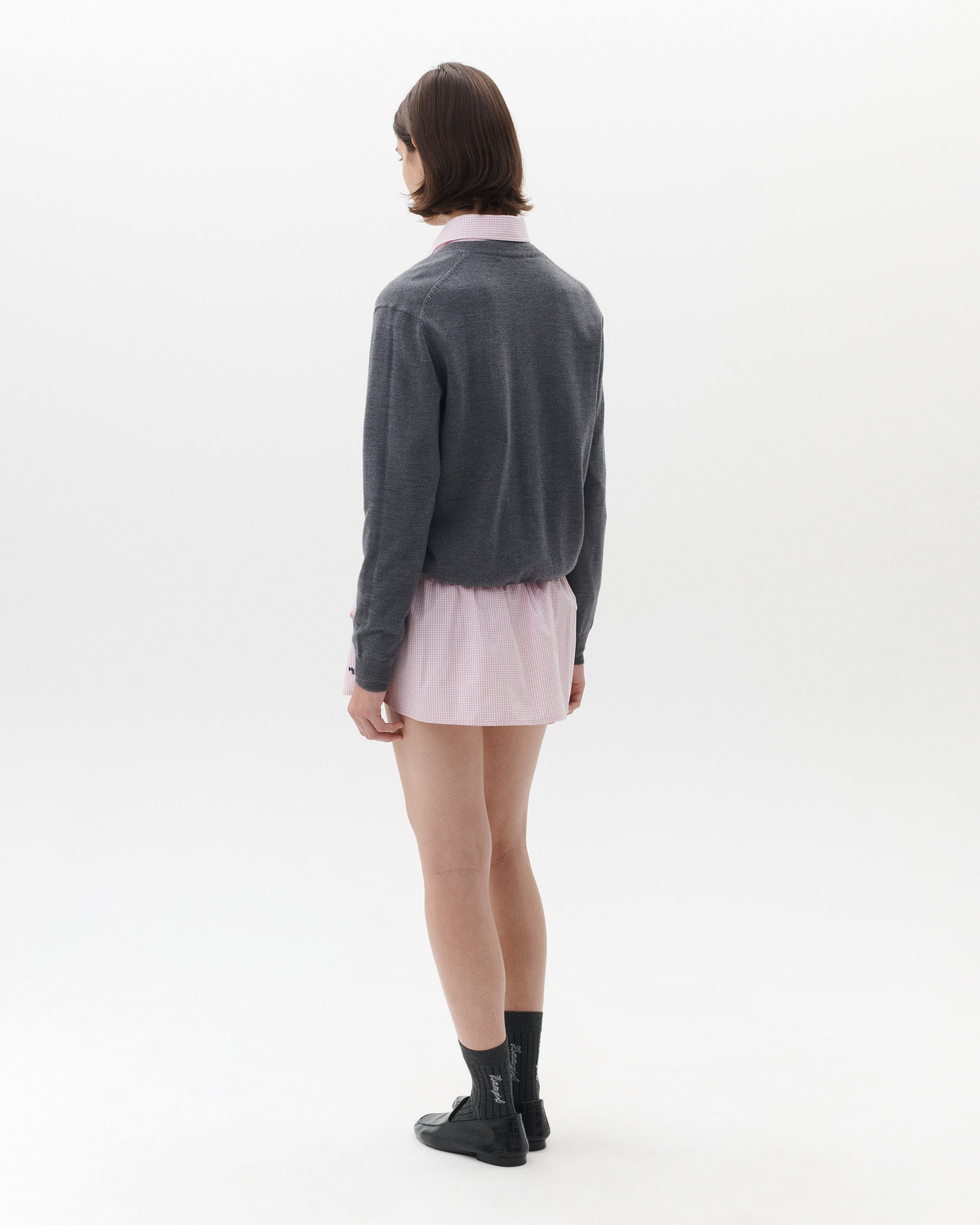 Crew Cardigan in Heather Grey