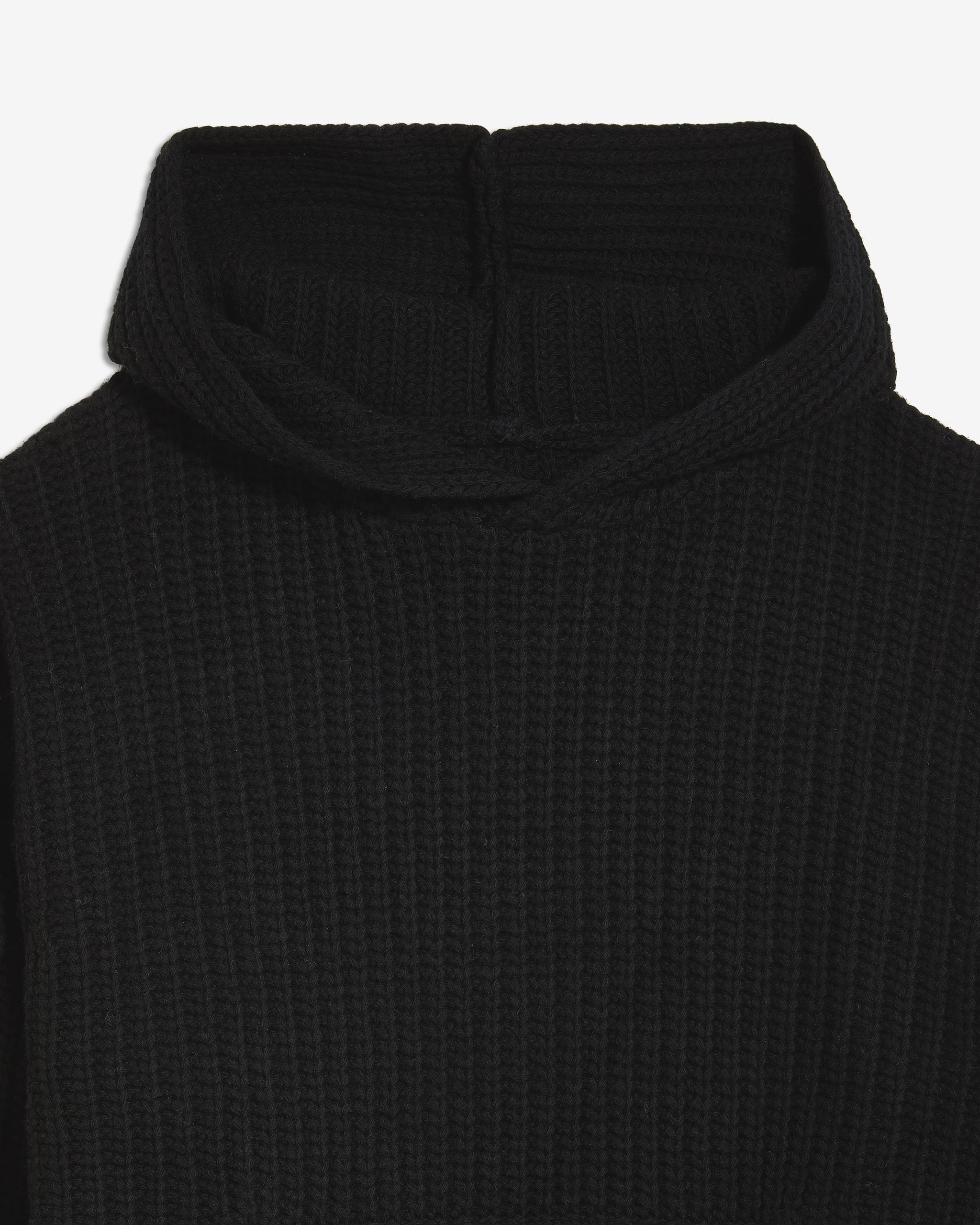 Chunky Knit Hoodie in Black
