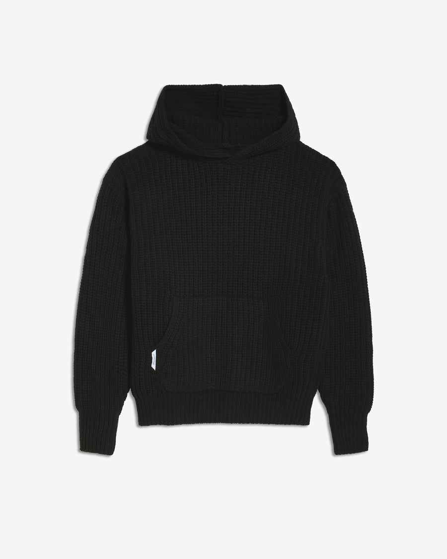Chunky Knit Hoodie in Black