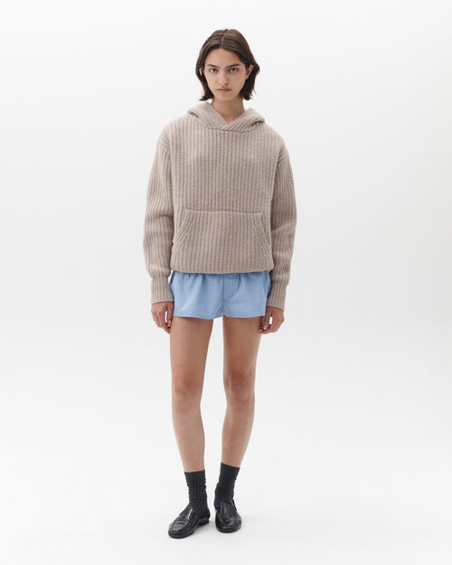Chunky Knit Hoodie in Oat