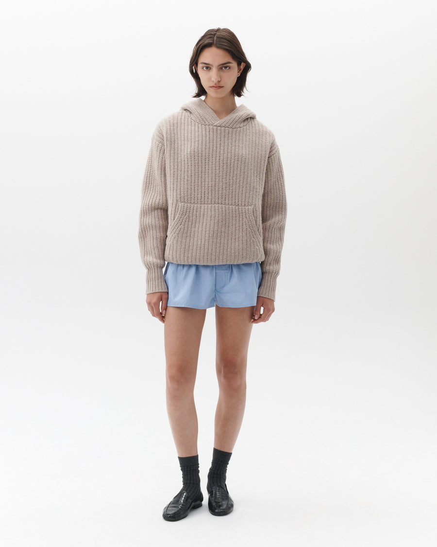 Chunky Knit Hoodie in Oat