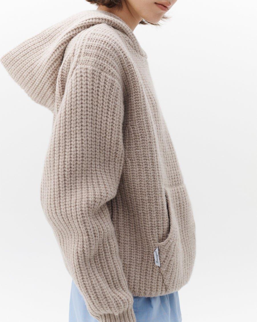 Chunky Knit Hoodie in Oat