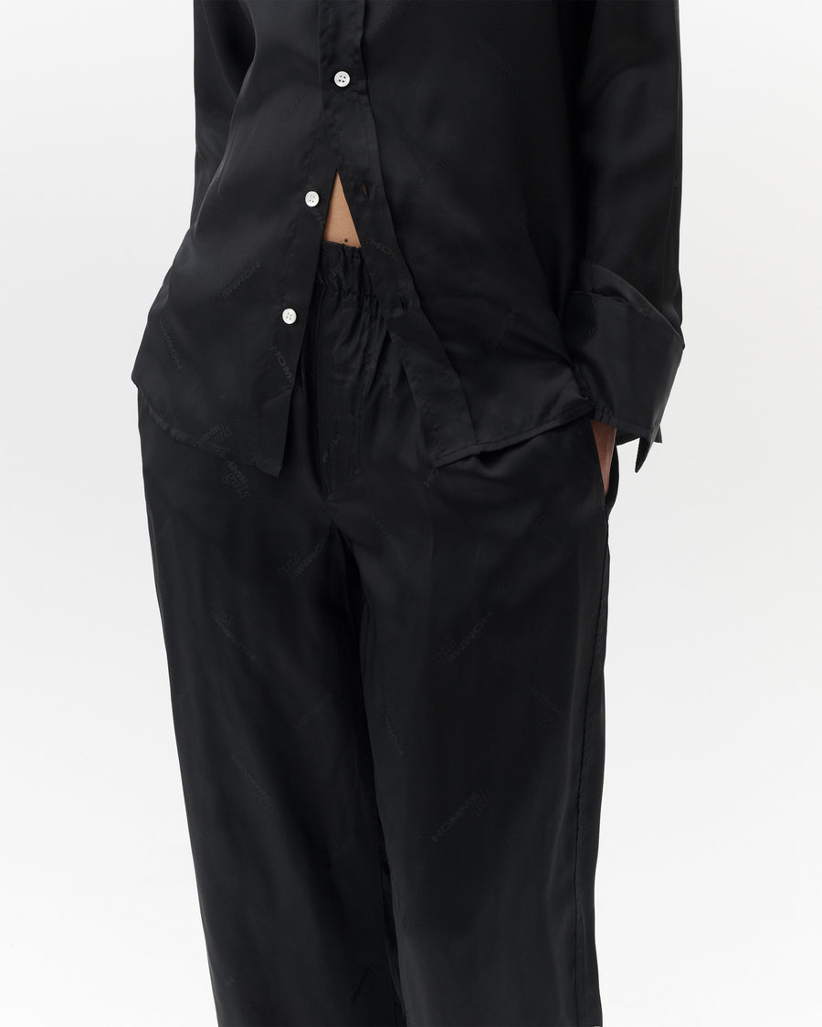 Long Boxer Pants in Black Logo Jacquard