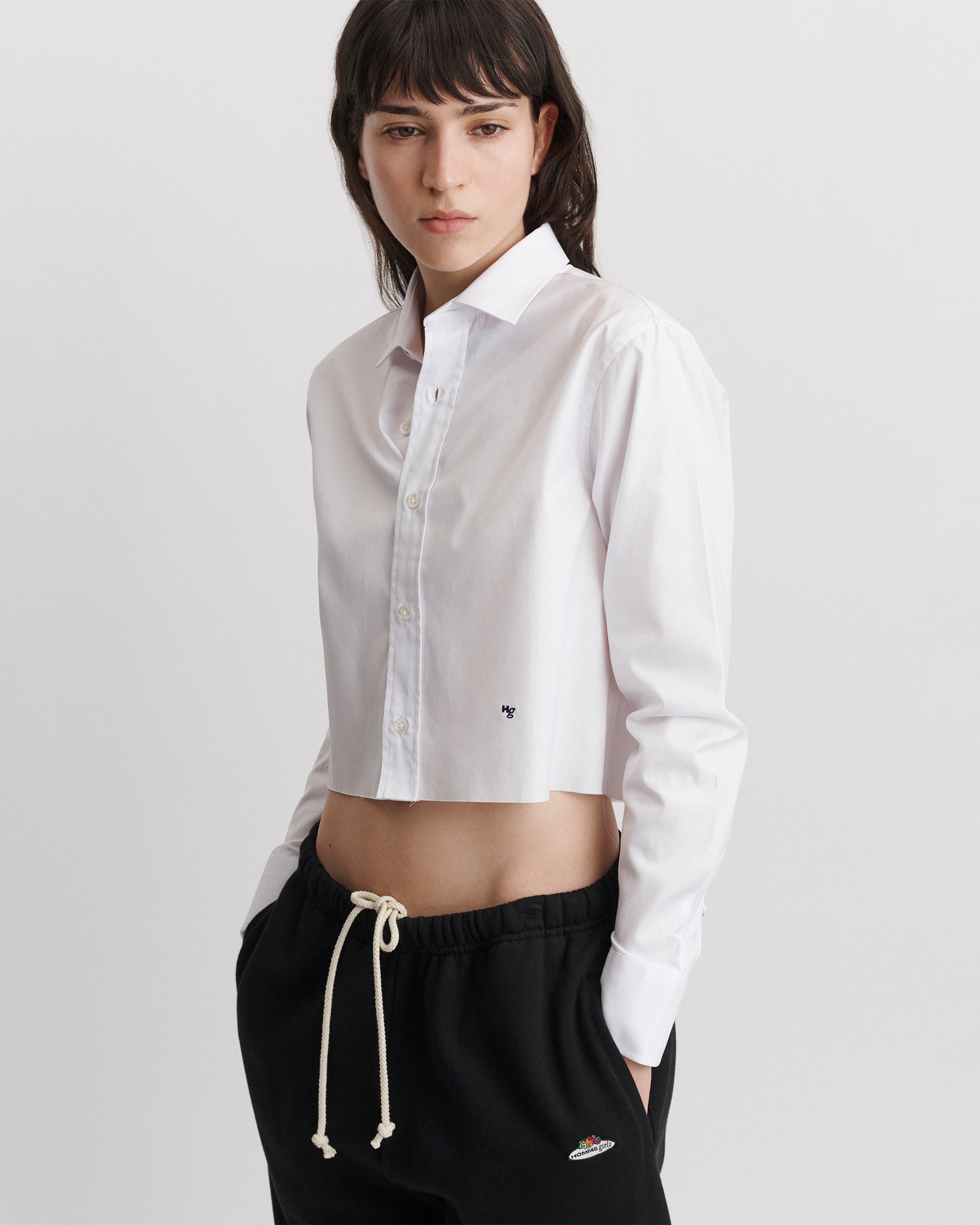 【Homme girls】LOGO CROPPED TANK 新品 Cropped Shirt in White – HOMMEGIRLS