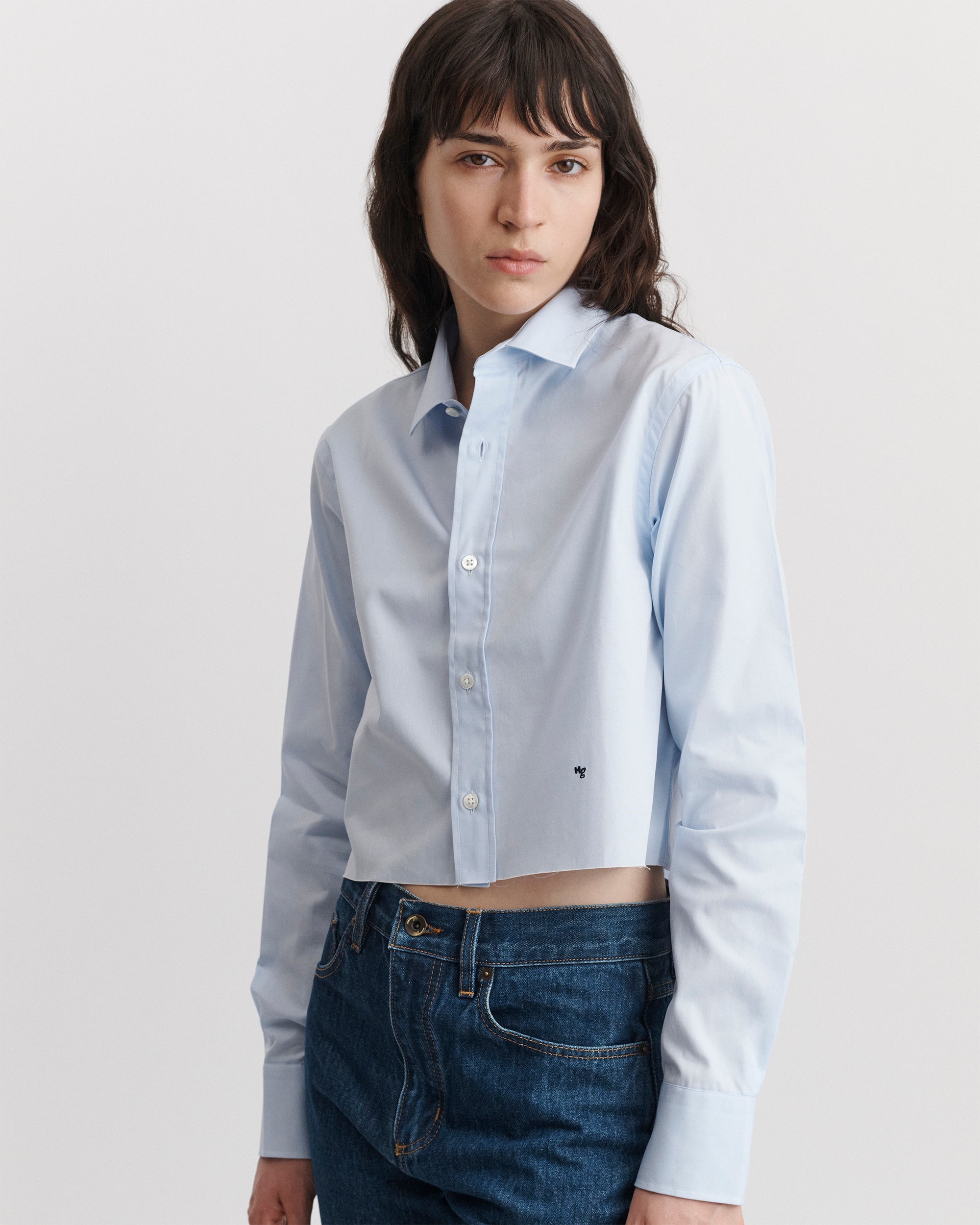 Cropped Shirt in Chambray Blue – HOMMEGIRLS