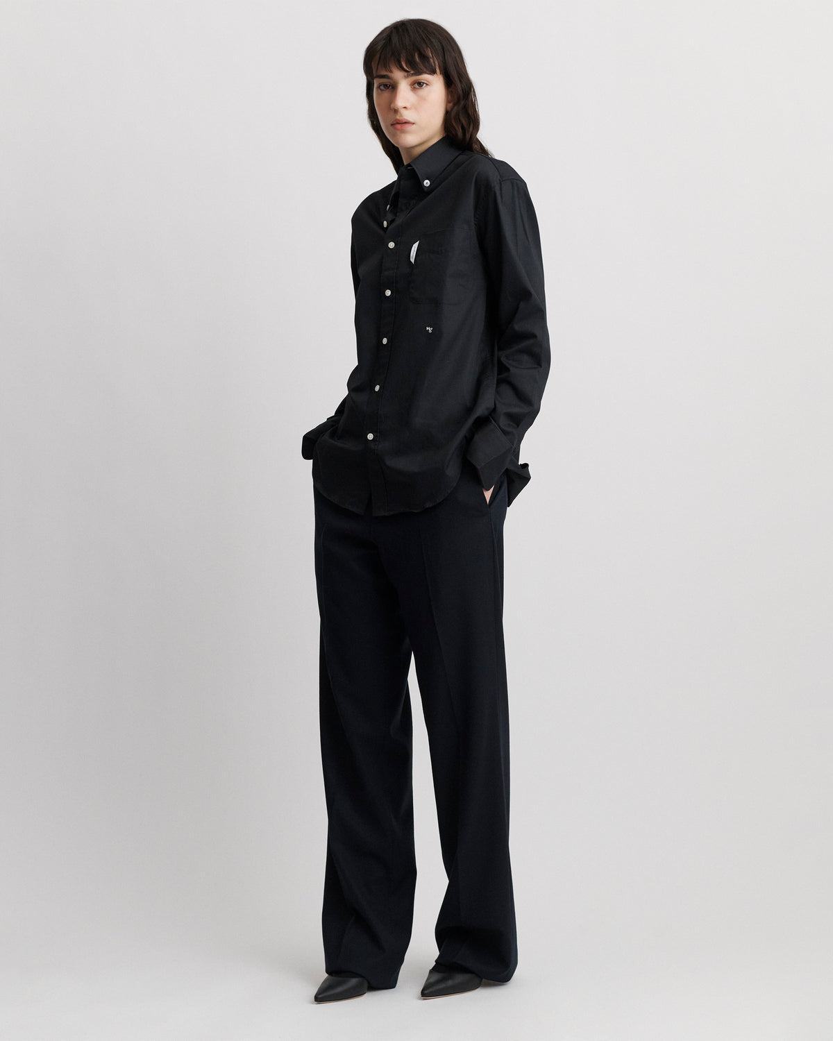 Oxford Shirt in Black Poplin