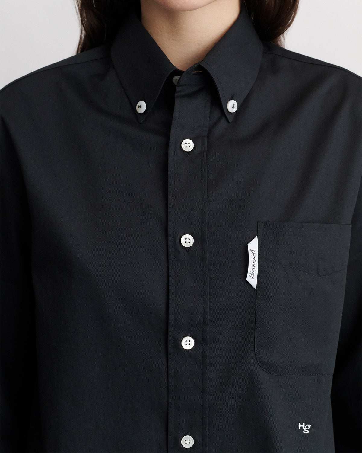 Oxford Shirt in Black Poplin