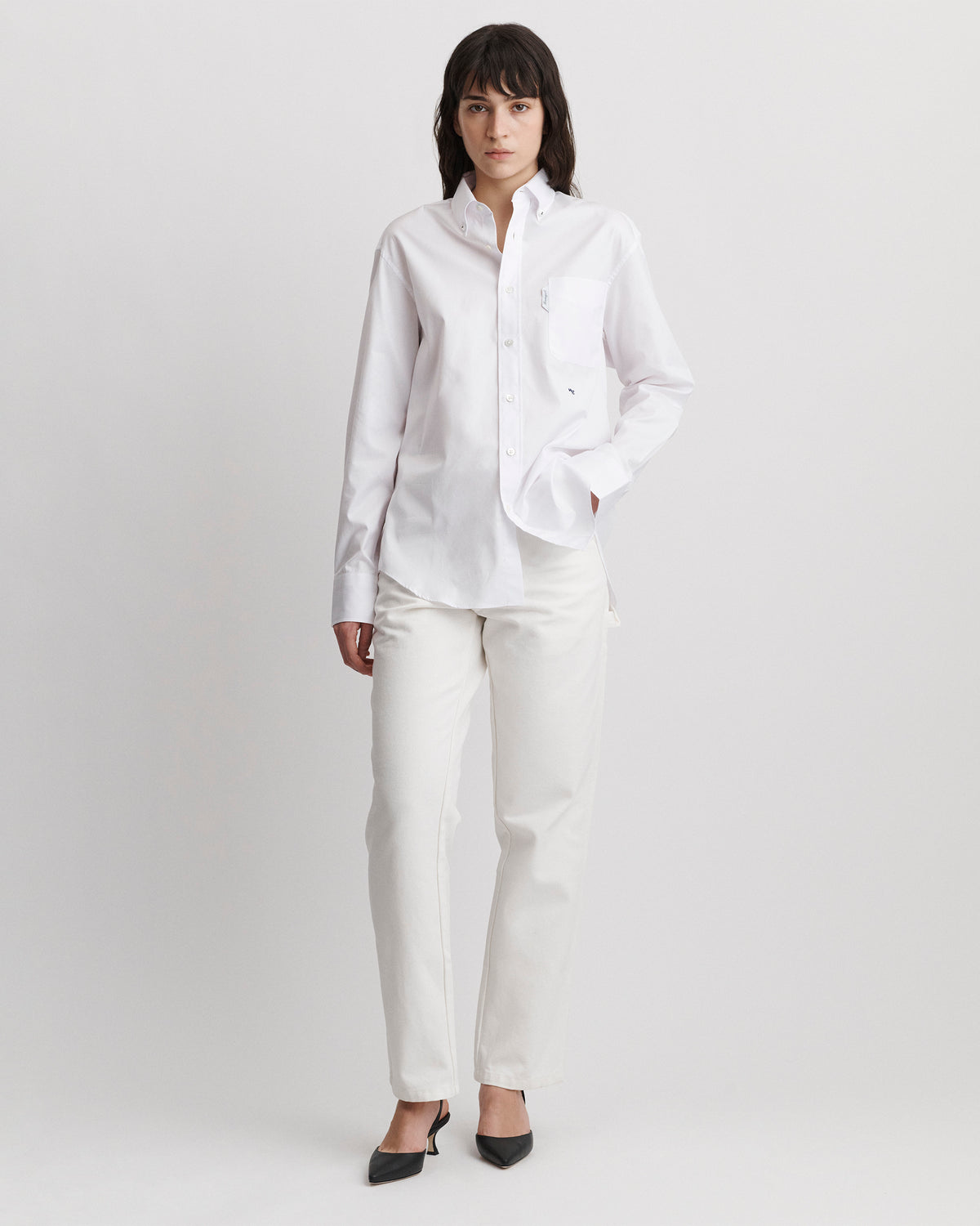 Oxford Shirt in White Poplin
