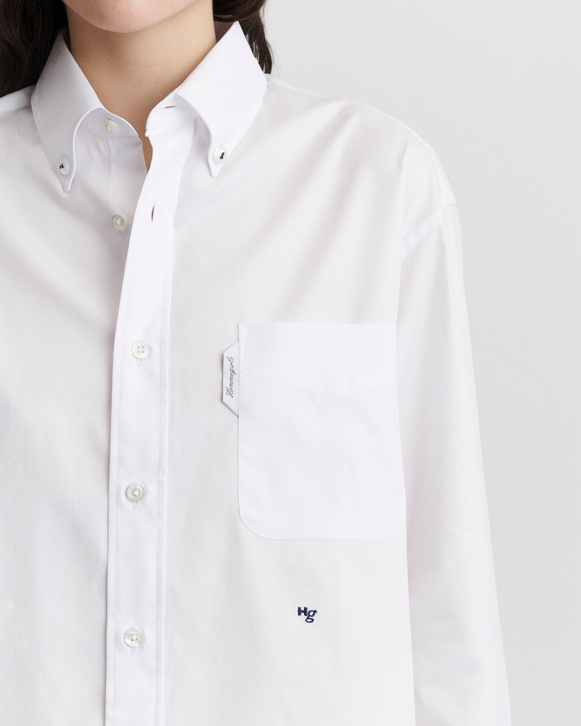 Oxford Shirt in White Poplin – HOMMEGIRLS