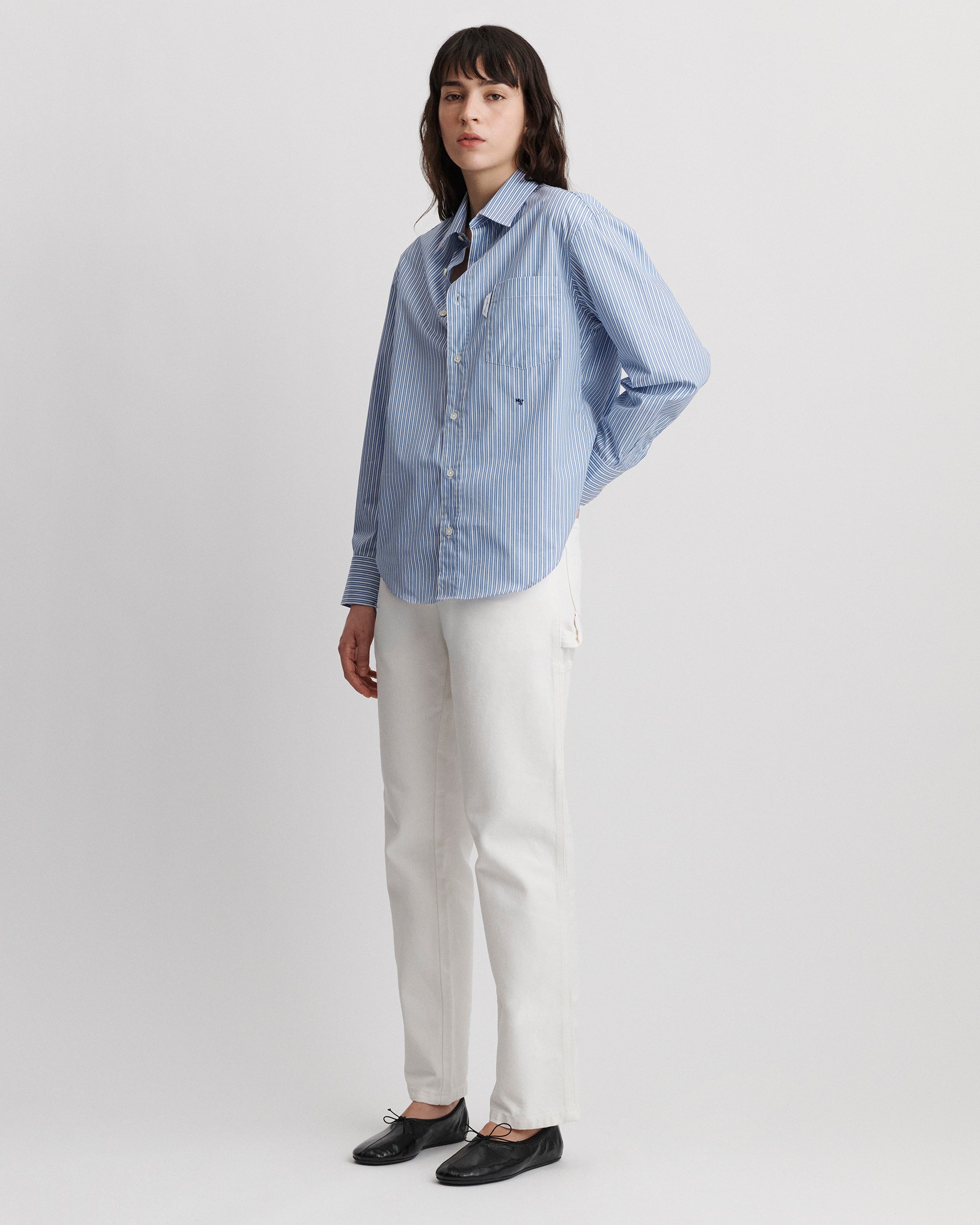 Classic Shirt in Blue Mini Stripe – HOMMEGIRLS