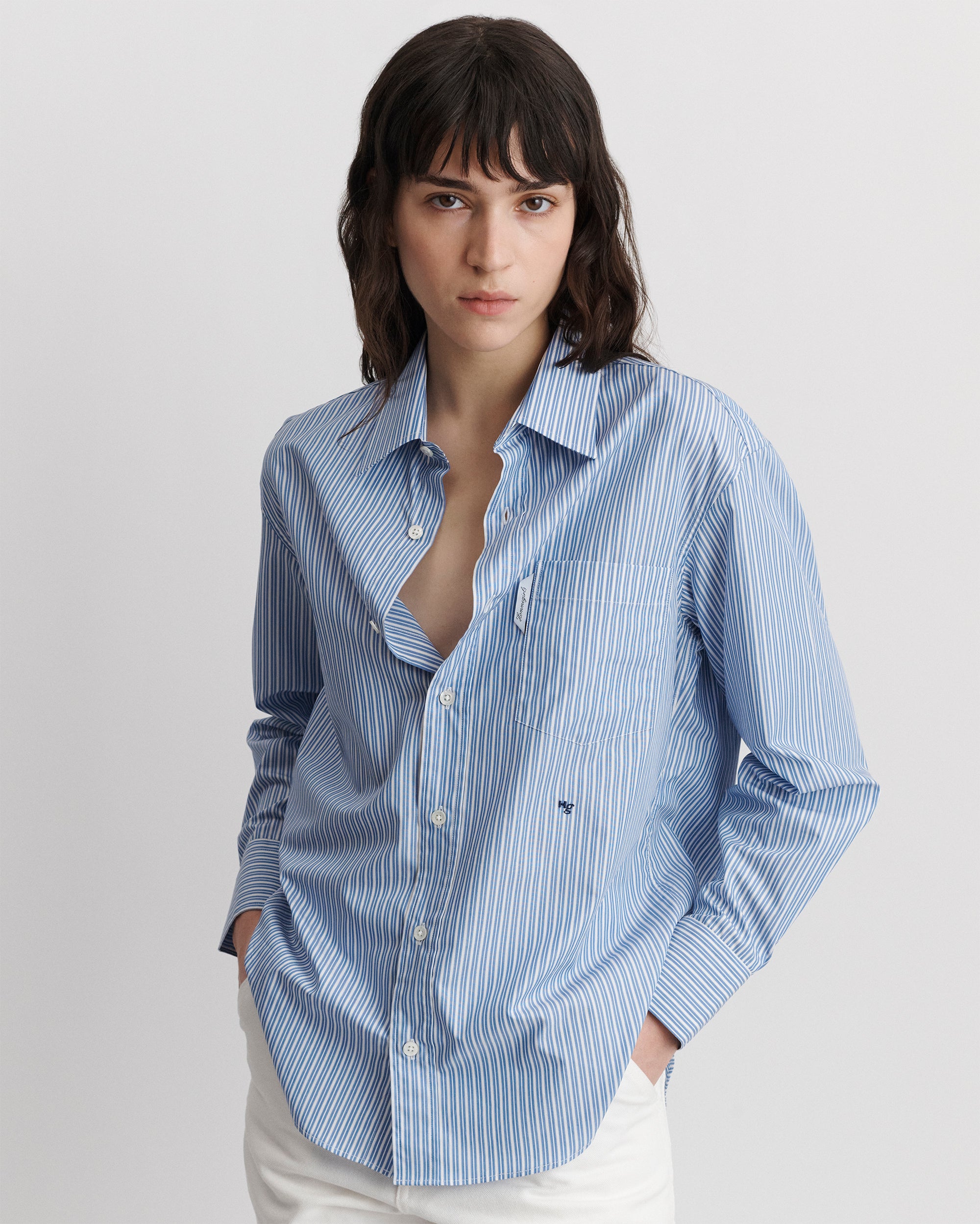 Classic Shirt in Blue Mini Stripe – HOMMEGIRLS