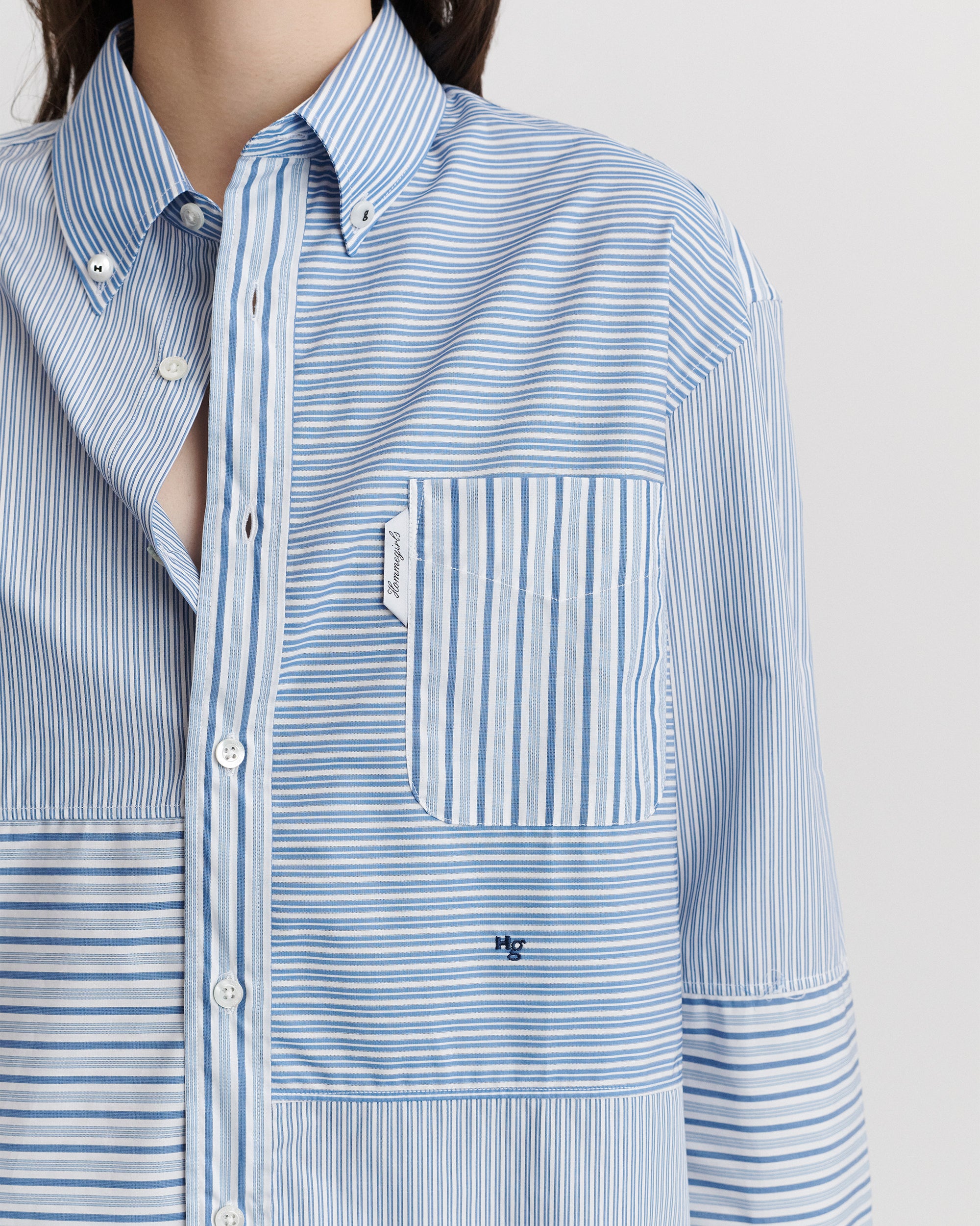 Patchwork Shirt in Blue Stripe Combo – HOMMEGIRLS
