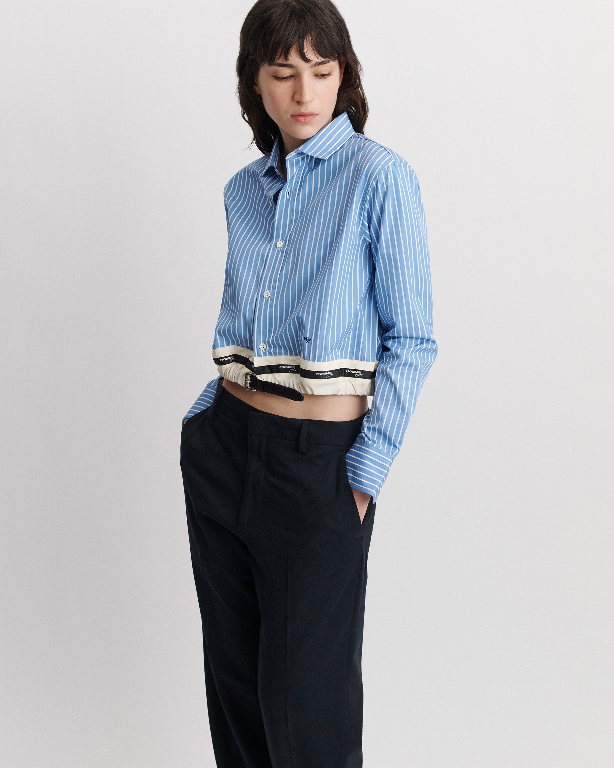 Belted Shirt in Classic Stripe