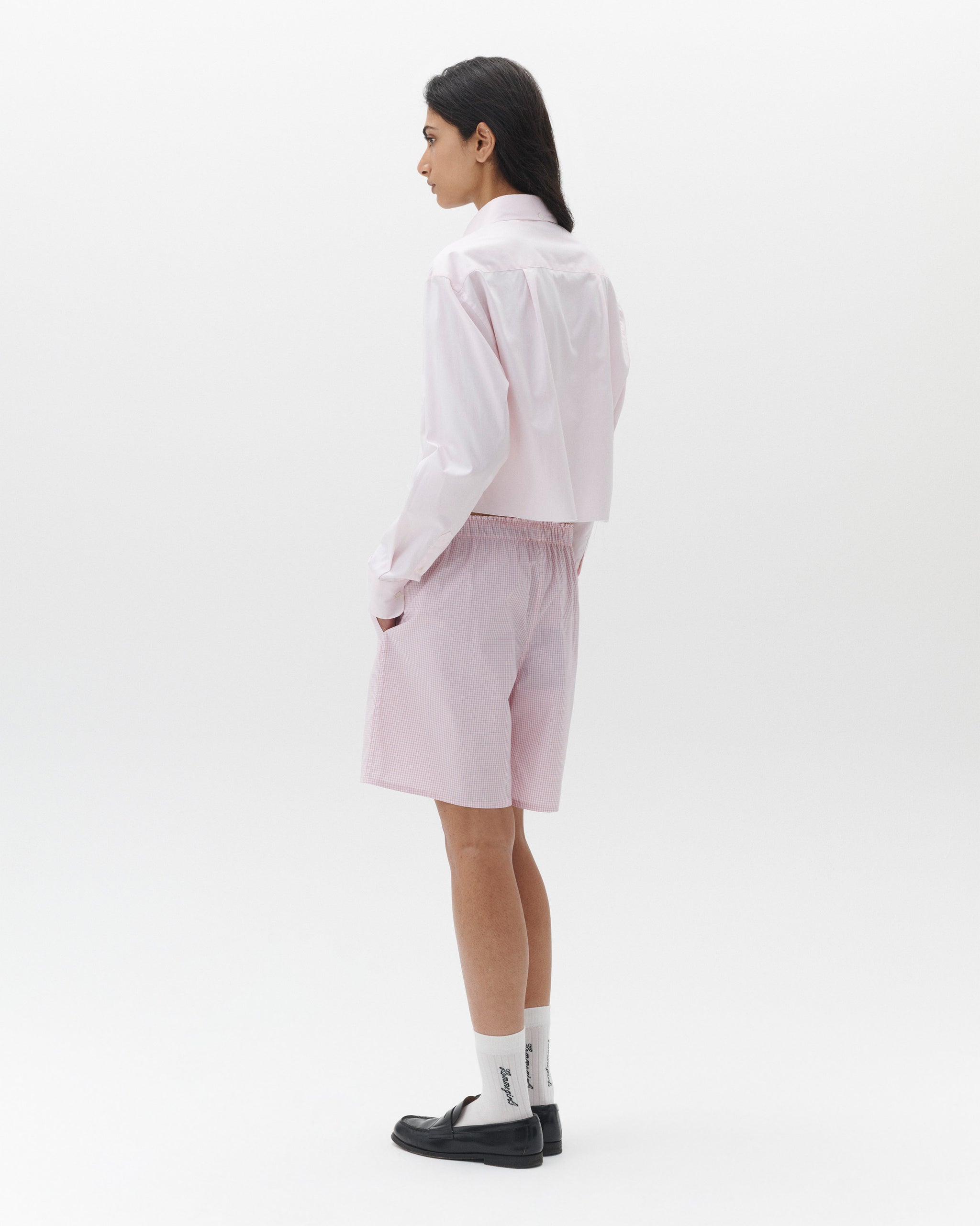 Cropped Oxford Shirt in Pink