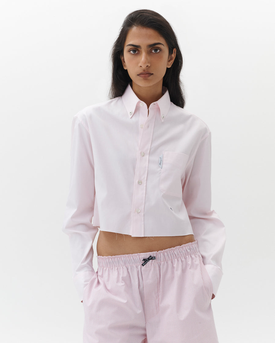 Cropped Oxford Shirt in Pink