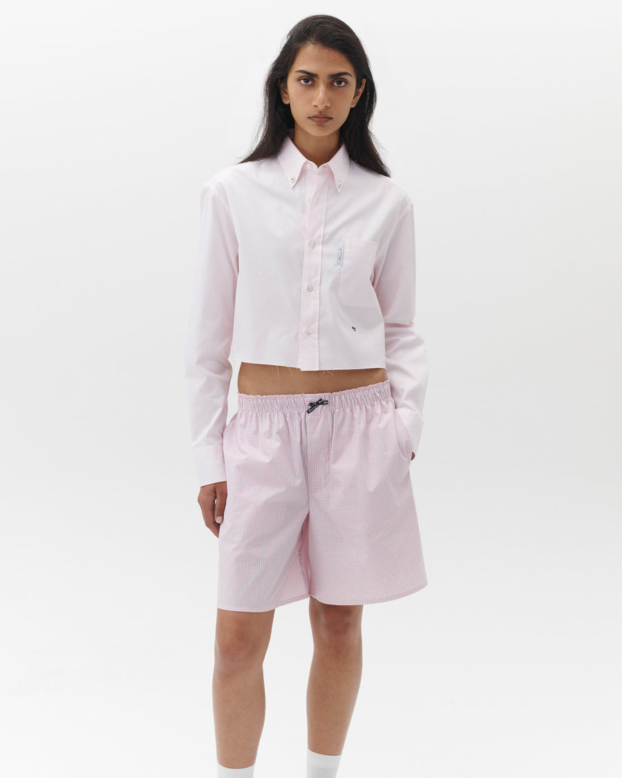 Cropped Oxford Shirt in Pink