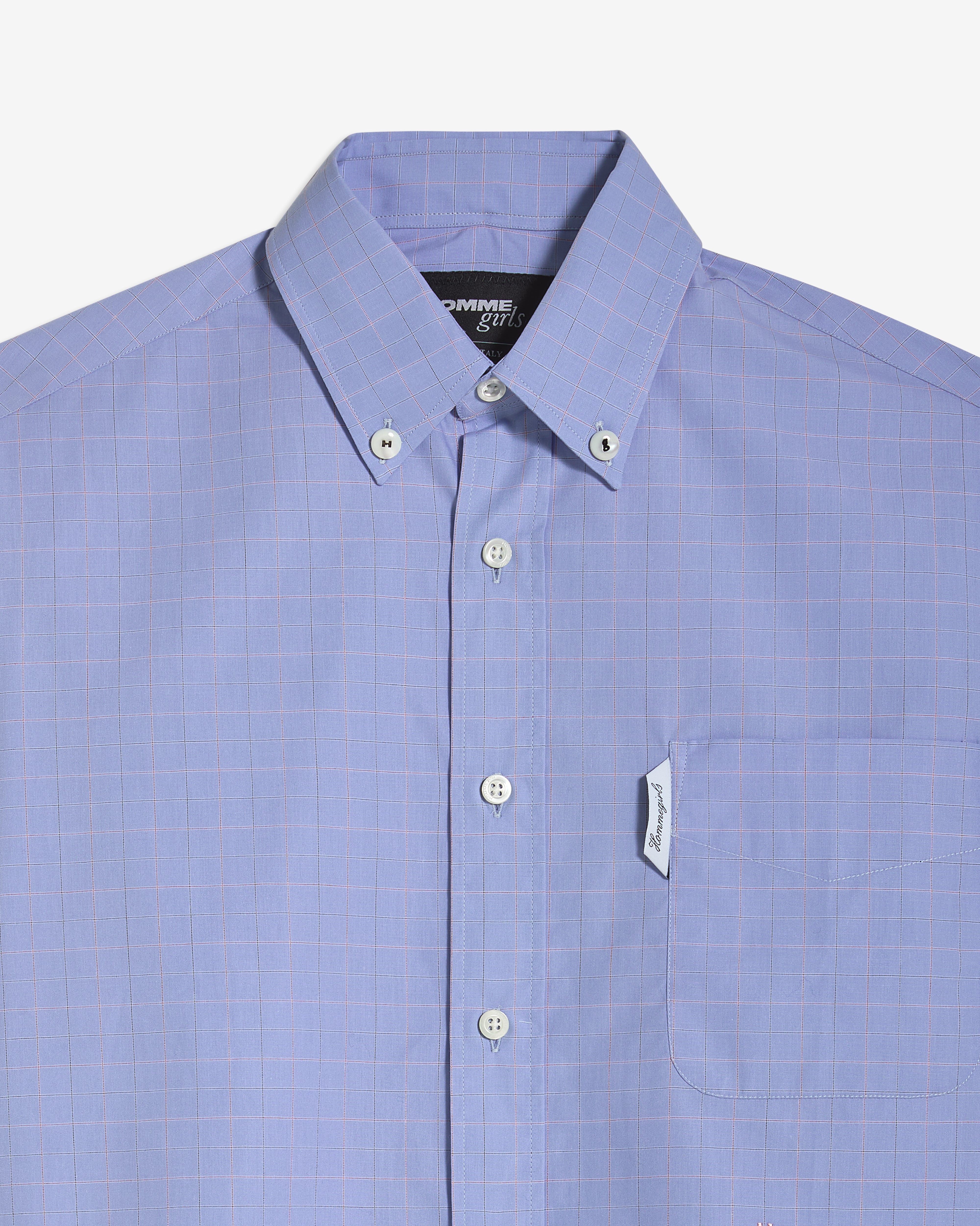 Cropped Oxford Shirt in Blue Graph – HOMMEGIRLS