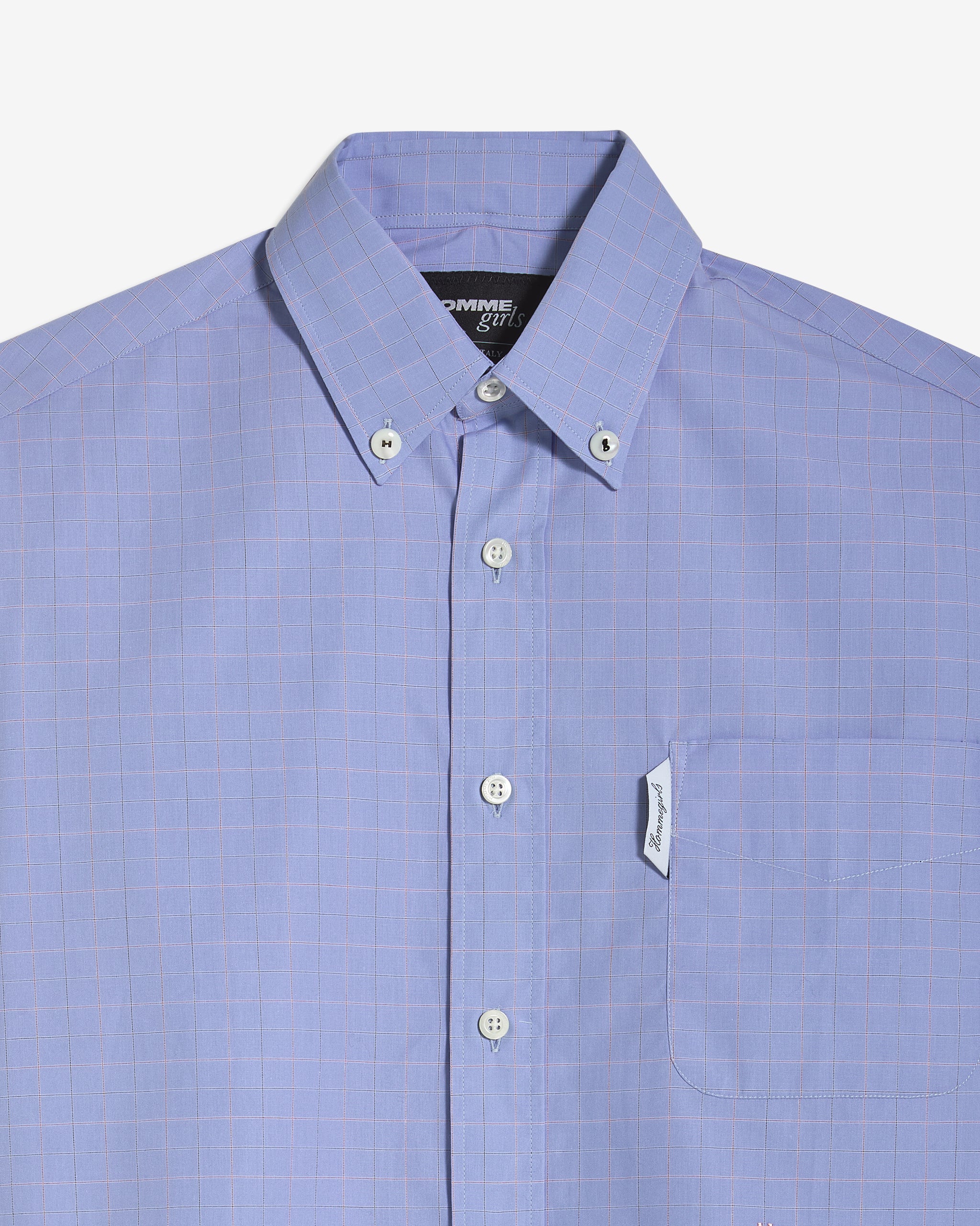 Cropped Oxford Shirt in Blue Graph