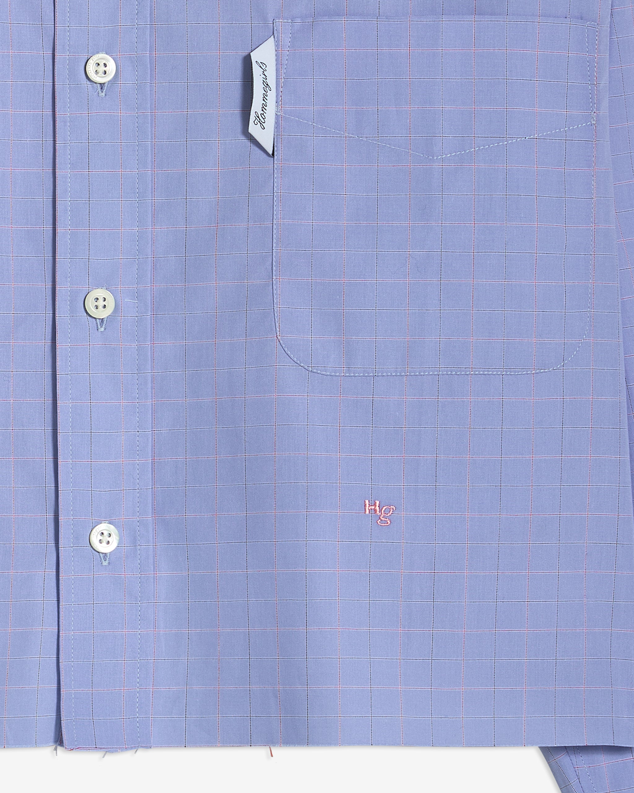 Cropped Oxford Shirt in Blue Graph