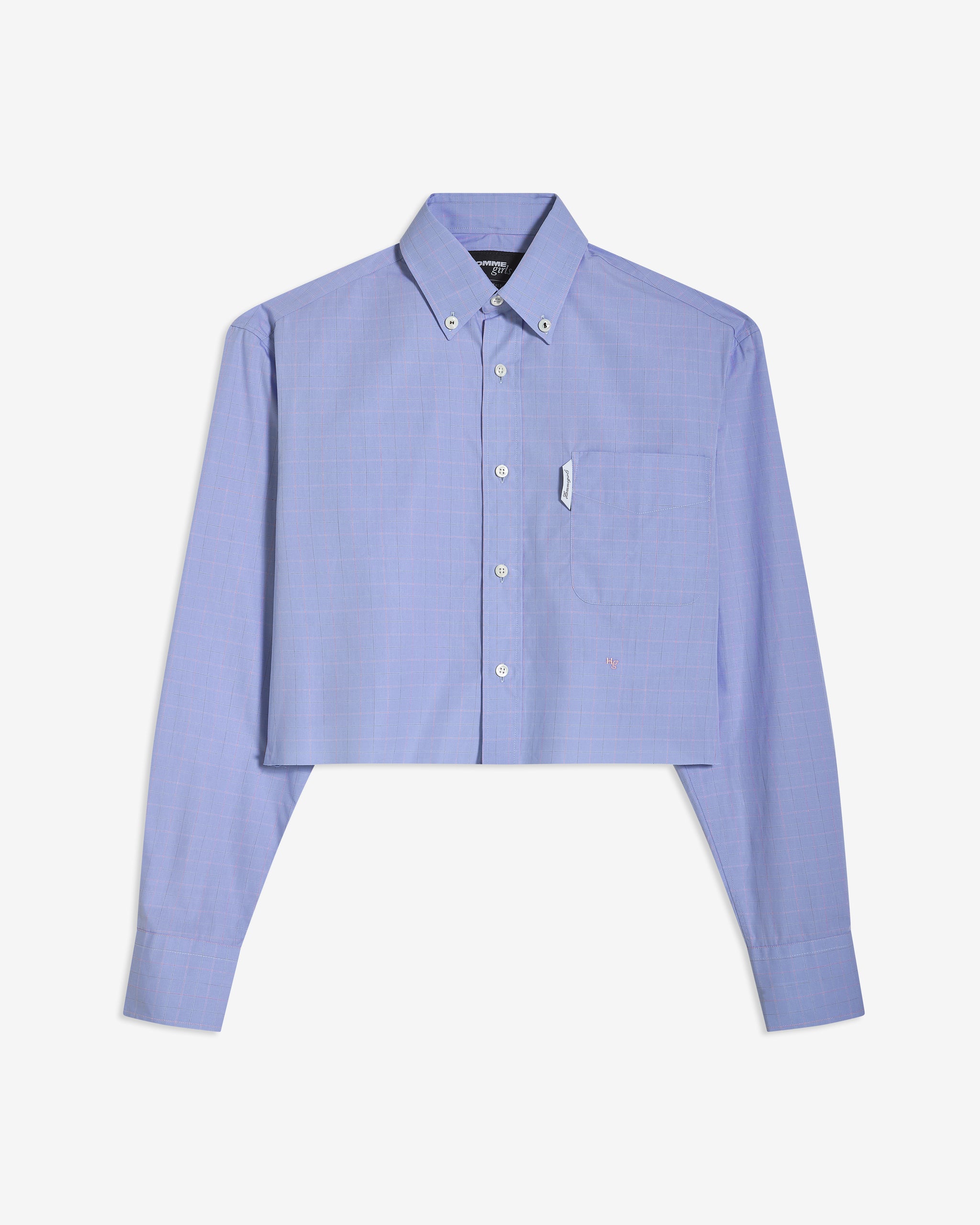 Cropped Oxford Shirt in Blue Graph